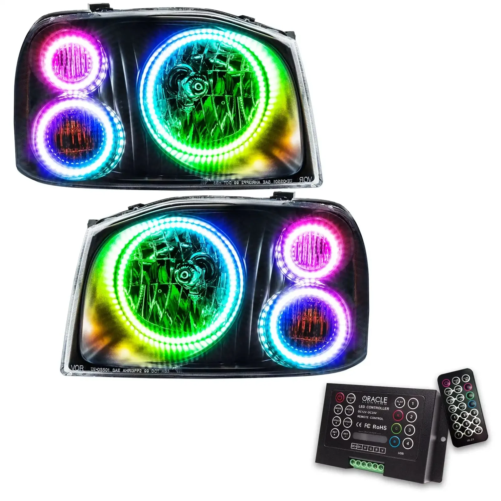 ORACLE Lighting 2001-2004 Nissan Frontier Pre-Assembled Halo Headlights-Triple Halos - Image 7