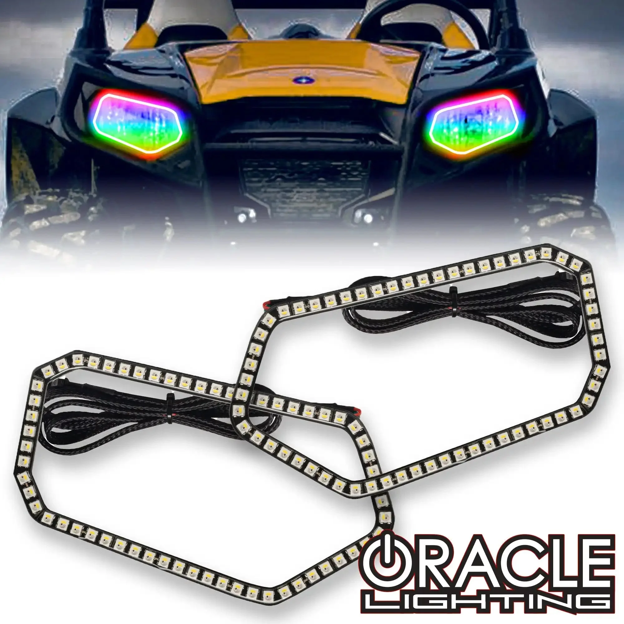 ORACLE Lighting 2008-2019 Polaris RZR 570/800/900 Dynamic ColorSHIFT RGB+W Headlight Halo Kit