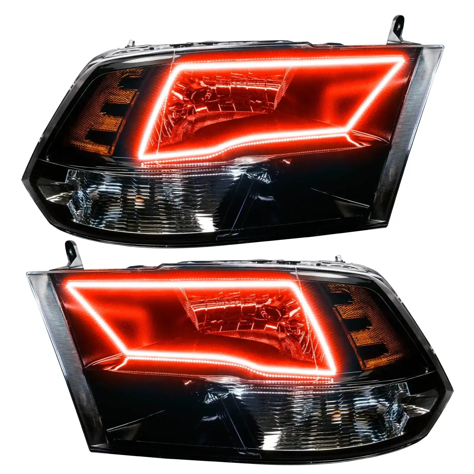 ORACLE Lighting 2009-2018 RAM ColorSHIFT Switchback Quad Pre-Assembled Halo Headlights - Black Housing - Image 10