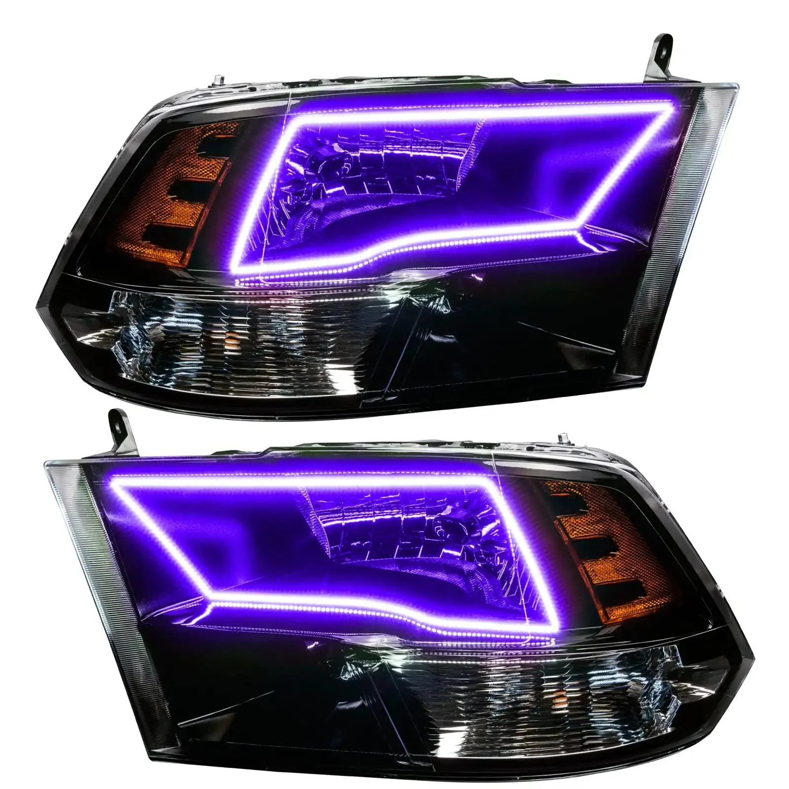 ORACLE Lighting 2009-2018 RAM ColorSHIFT Switchback Quad Pre-Assembled Halo Headlights - Black Housing - Image 14