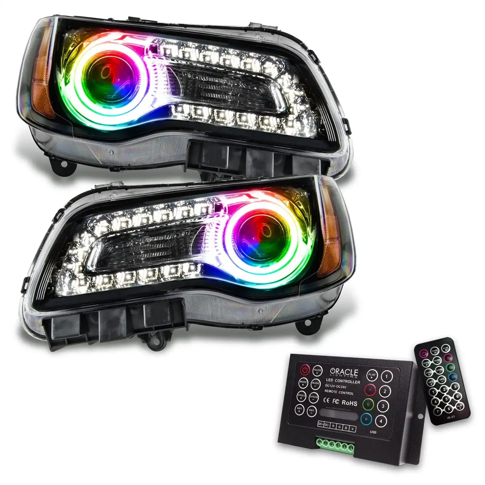 2011-2014 Chrysler 300C NON HID Pre-Assembled Headlights - Black Housing - Image 11