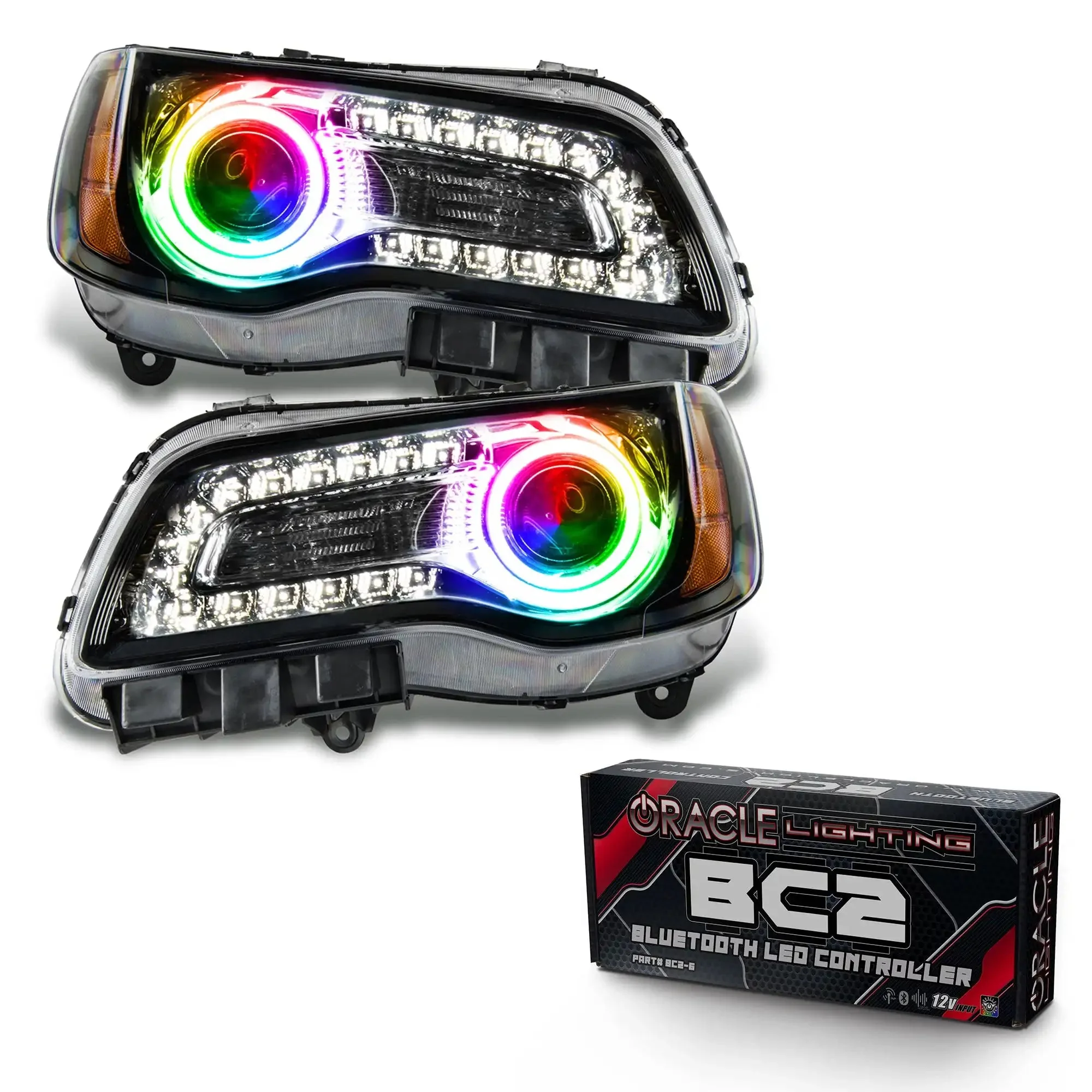 2011-2014 Chrysler 300C NON HID Pre-Assembled Headlights - Black Housing - Image 12
