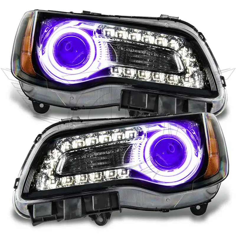 2011-2014 Chrysler 300C NON HID Pre-Assembled Headlights - Black Housing - Image 7