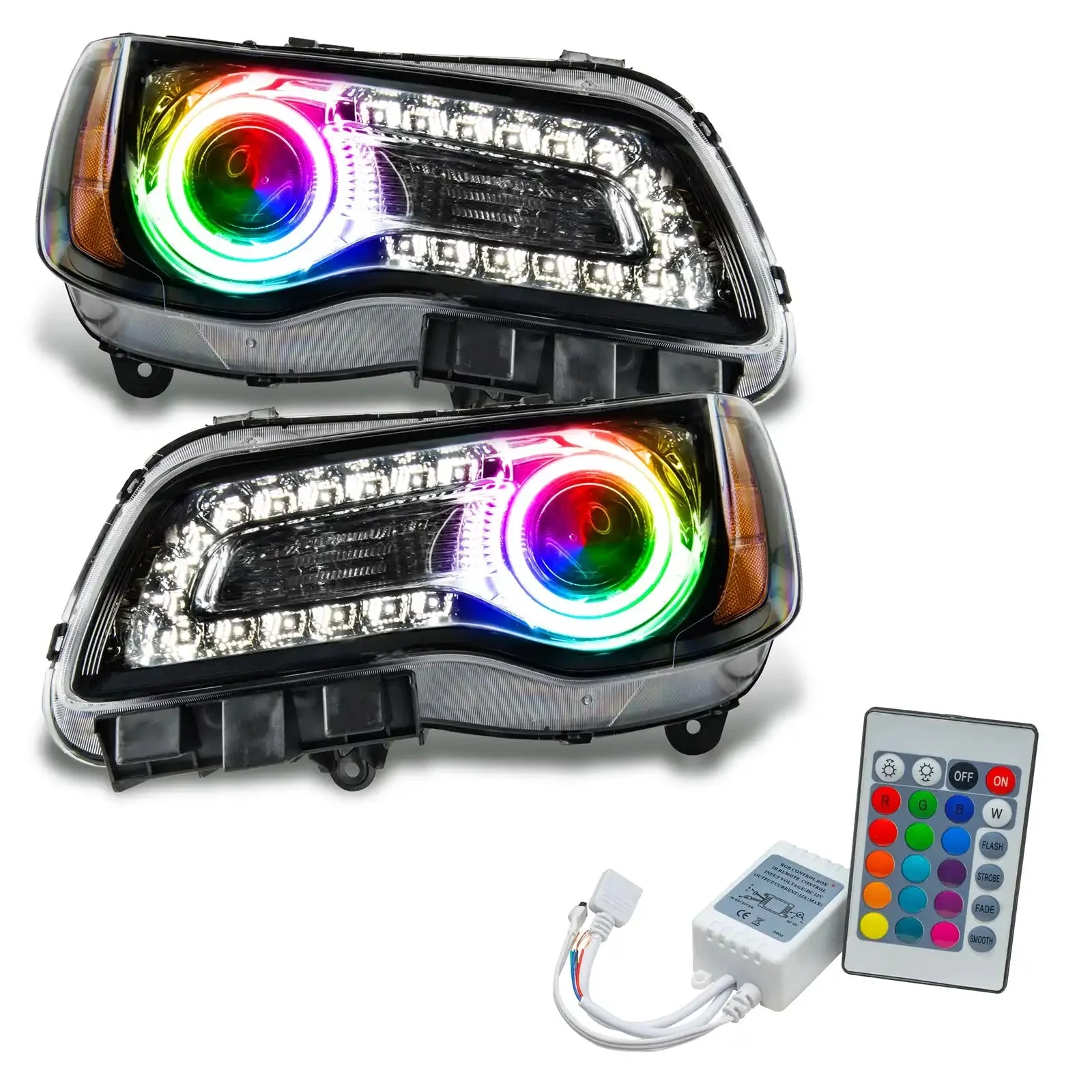 2011-2014 Chrysler 300C NON HID Pre-Assembled Headlights - Black Housing - Image 9