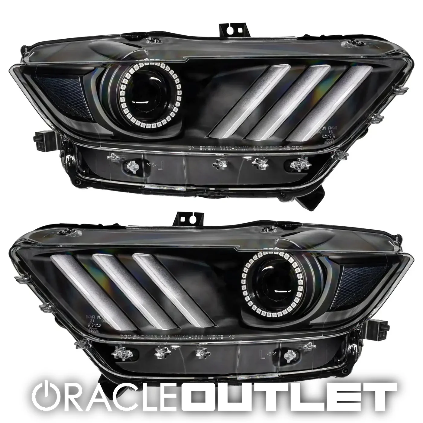 2015-2017 Ford Mustang Pre-Assembled Headlights-Dynamic ColorSHIFT RGB+A-Black Edition | ORACLE Outlet | GRADE B