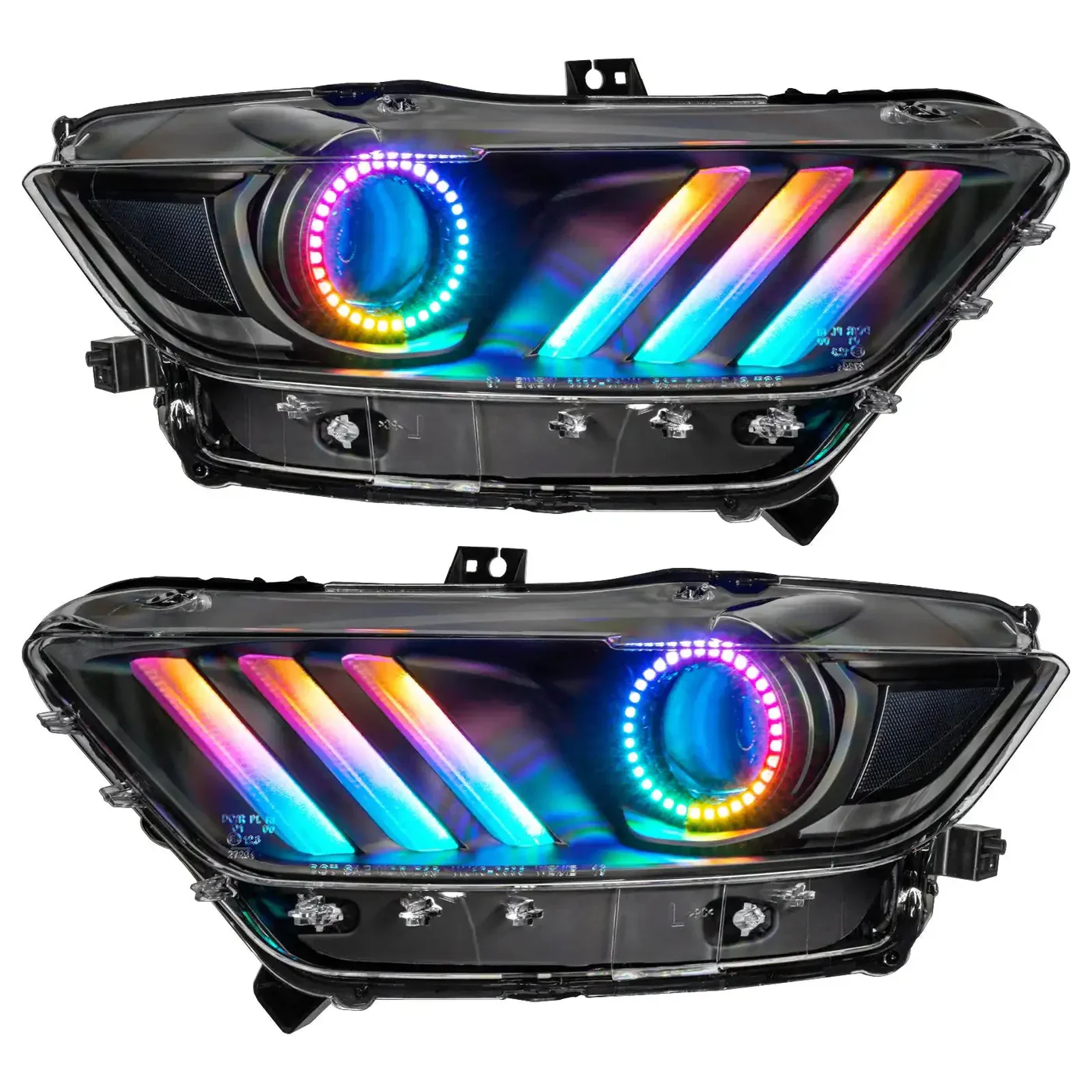 2015-2017 Ford Mustang Pre-Assembled Headlights-Dynamic ColorSHIFT RGB+A-Black Edition | ORACLE Outlet | GRADE B - Image 3