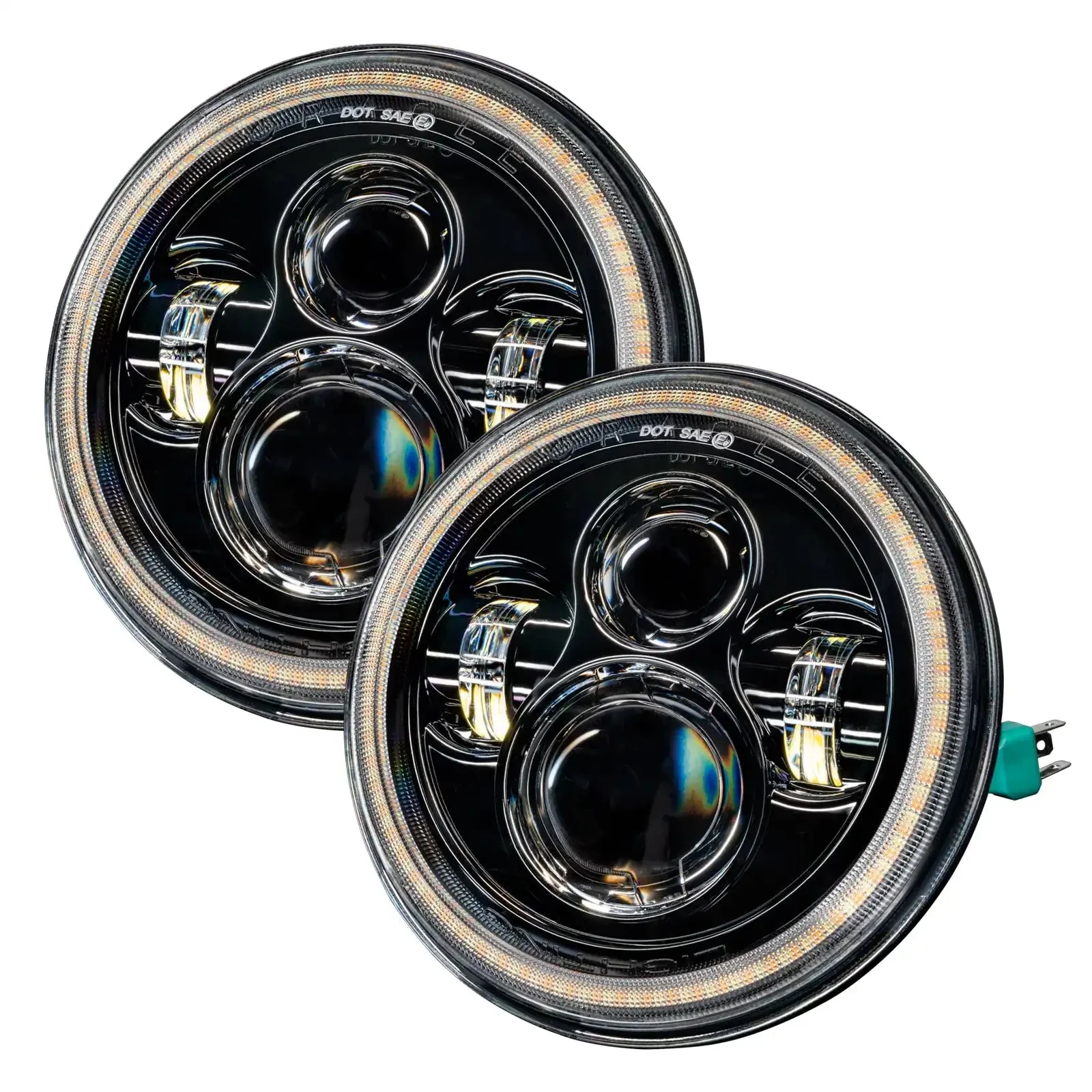 2007-2018 Jeep Wrangler JK Switchback LED Halo Headlights- DRL and Turn Signal - Image 2