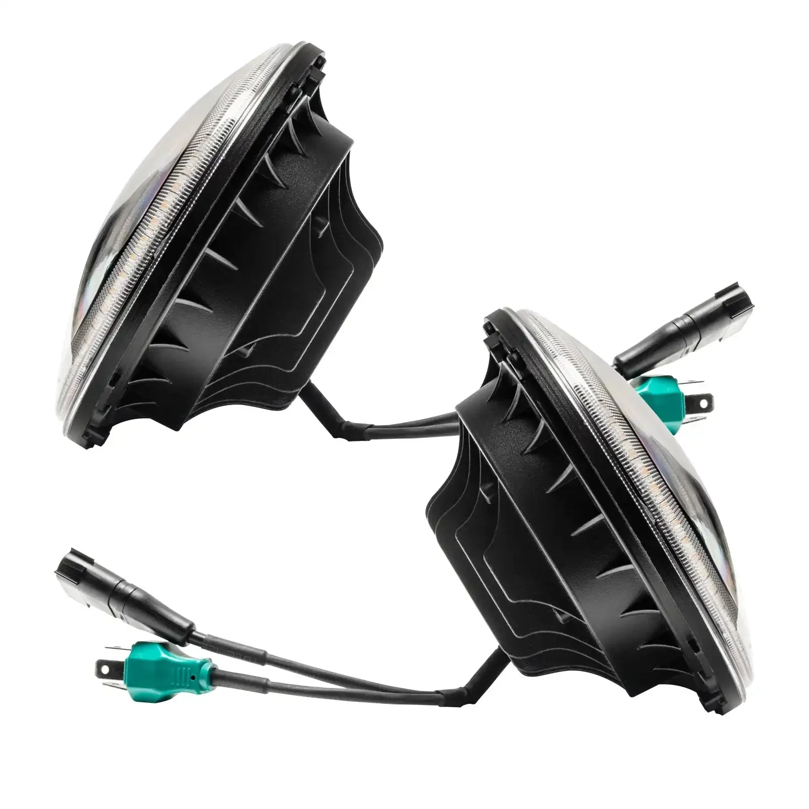 2007-2018 Jeep Wrangler JK Switchback LED Halo Headlights- DRL and Turn Signal - Image 5