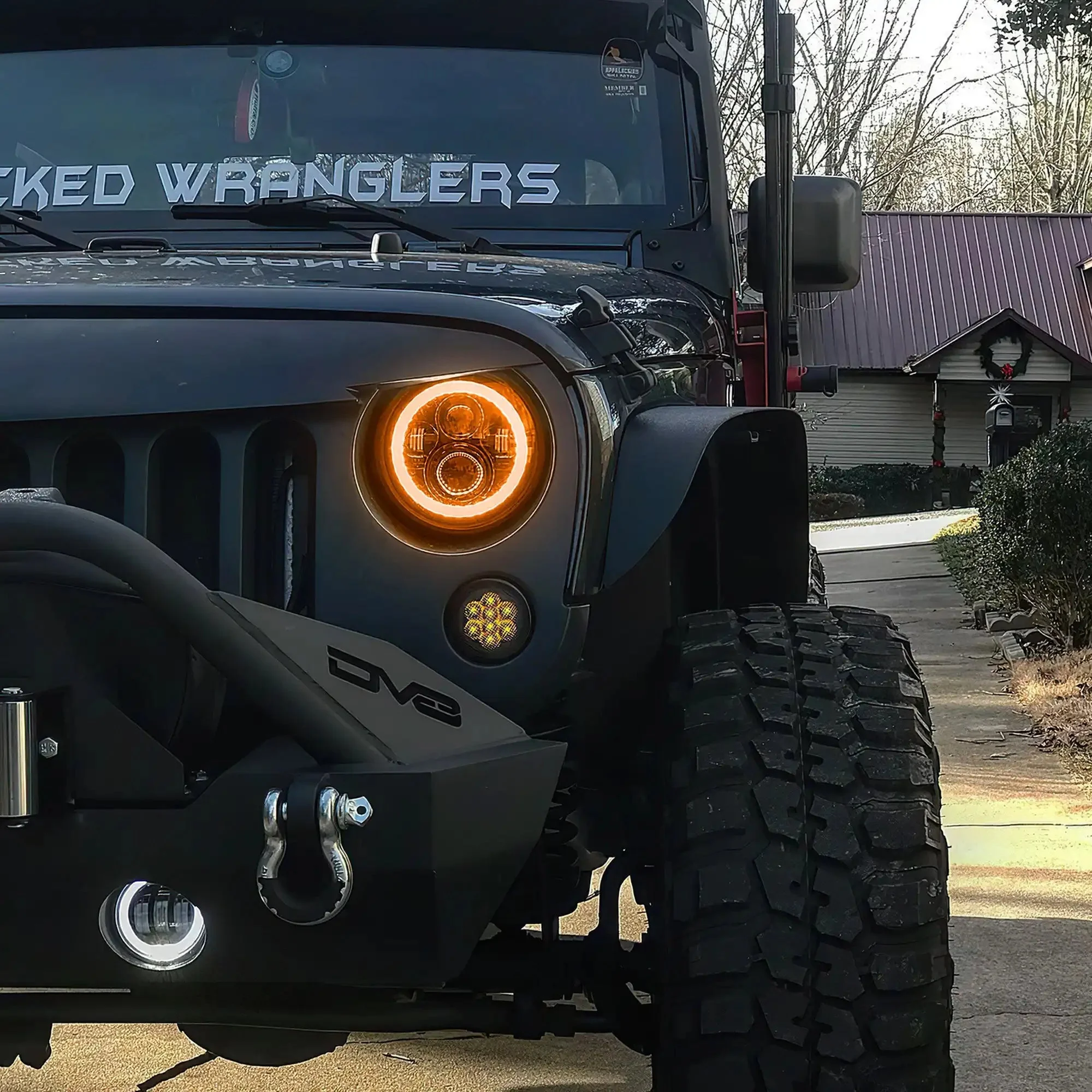 2007-2018 Jeep Wrangler JK Switchback LED Halo Headlights- DRL and Turn Signal - Image 9