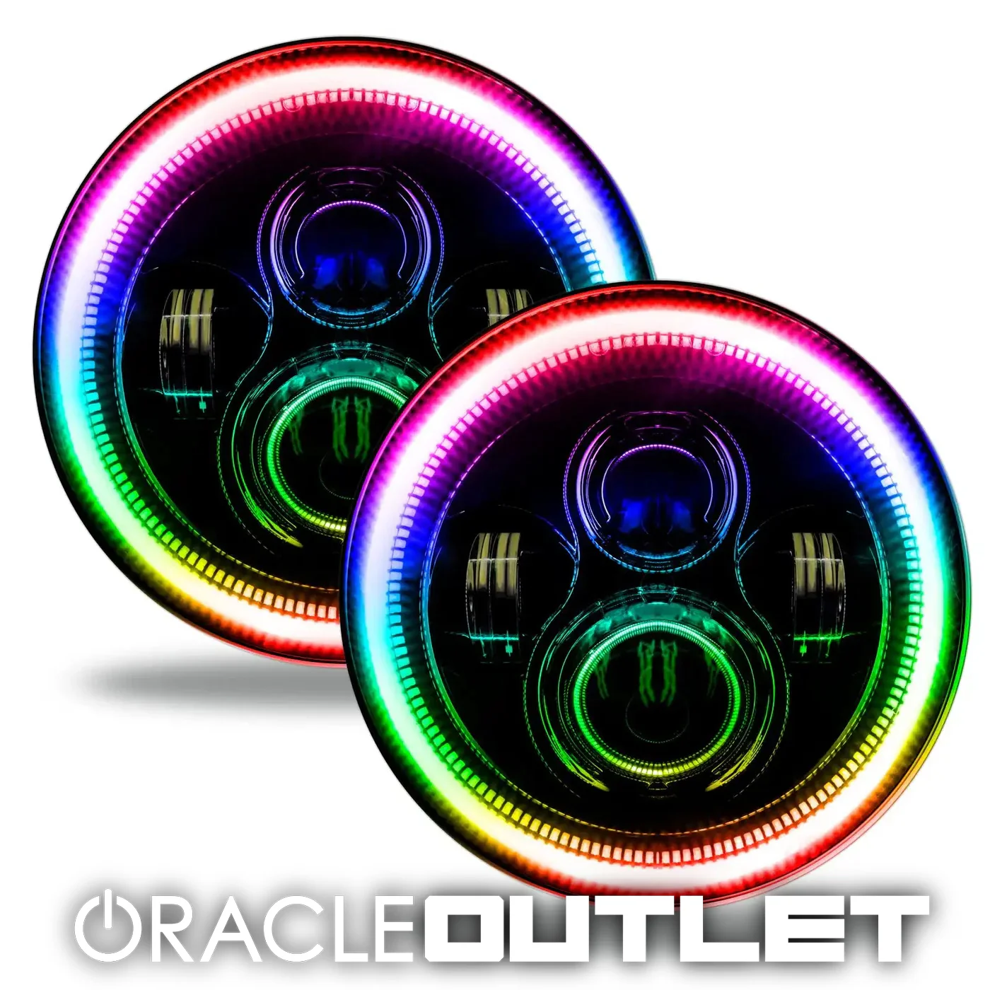 7" High Powered LED Headlights - Black Bezel - ColorSHIFT NA | ORACLE Outlet | GRADE B