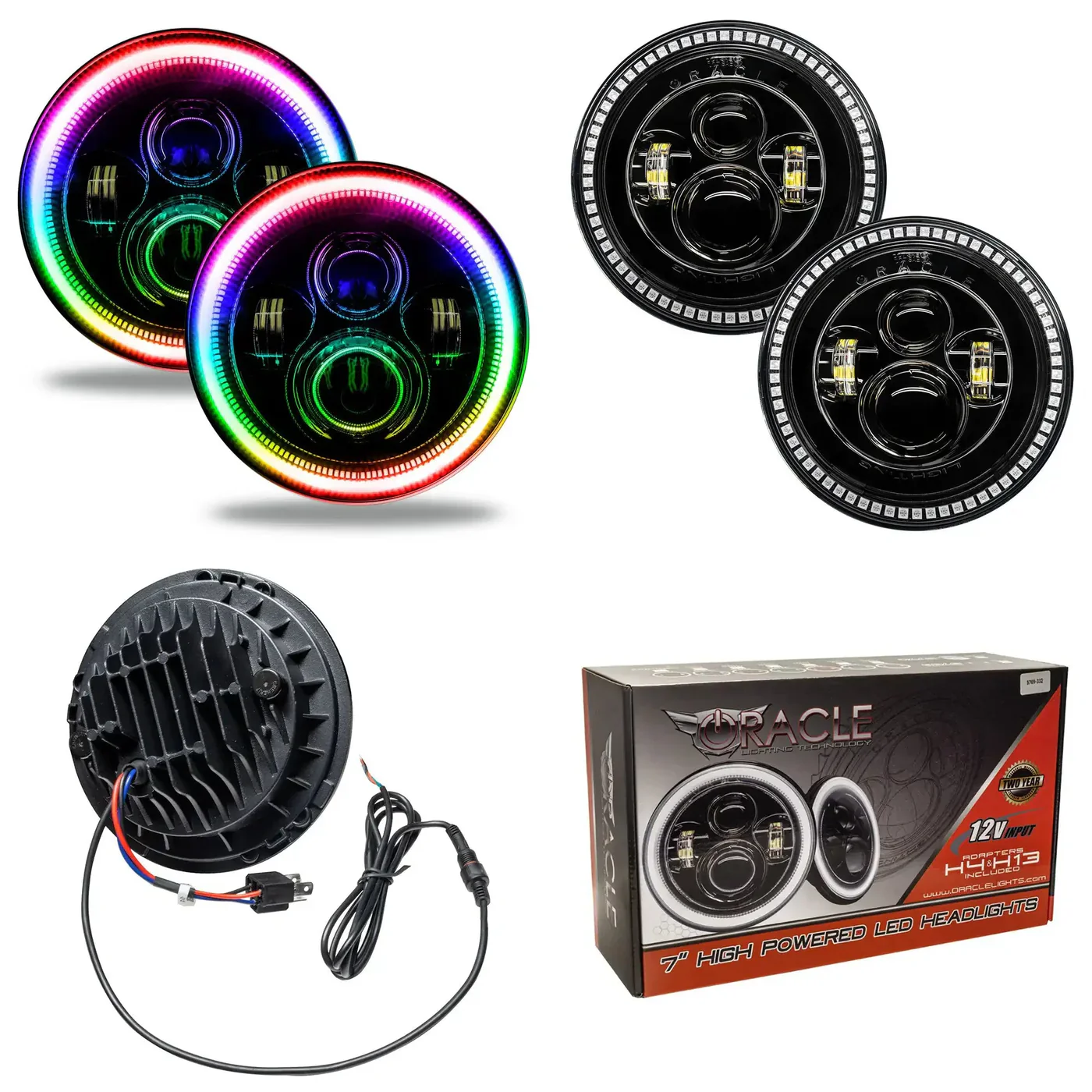 7" High Powered LED Headlights - Black Bezel - ColorSHIFT NA | ORACLE Outlet | GRADE B - Image 3