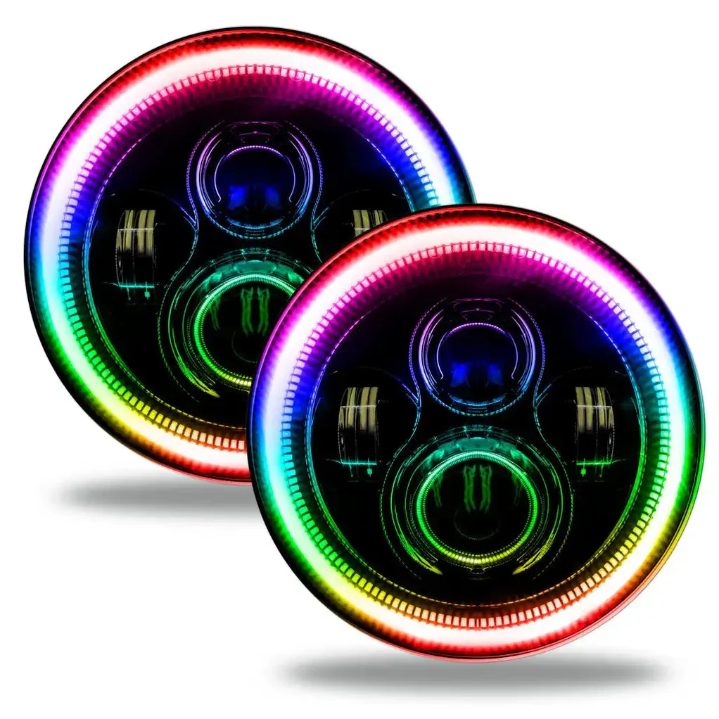 7" High Powered LED Headlights - Black Bezel - Dynamic RGB | ORACLE Outlet | GRADE A - Image 3
