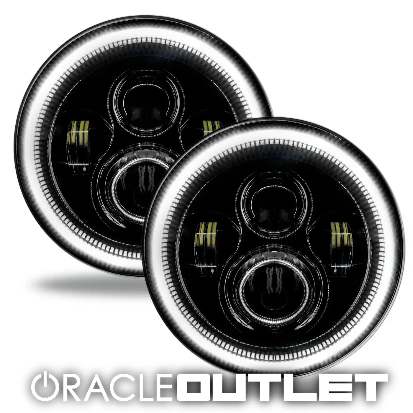 7" High Powered LED Headlights - Black Bezel - White | ORACLE Outlet | GRADE B