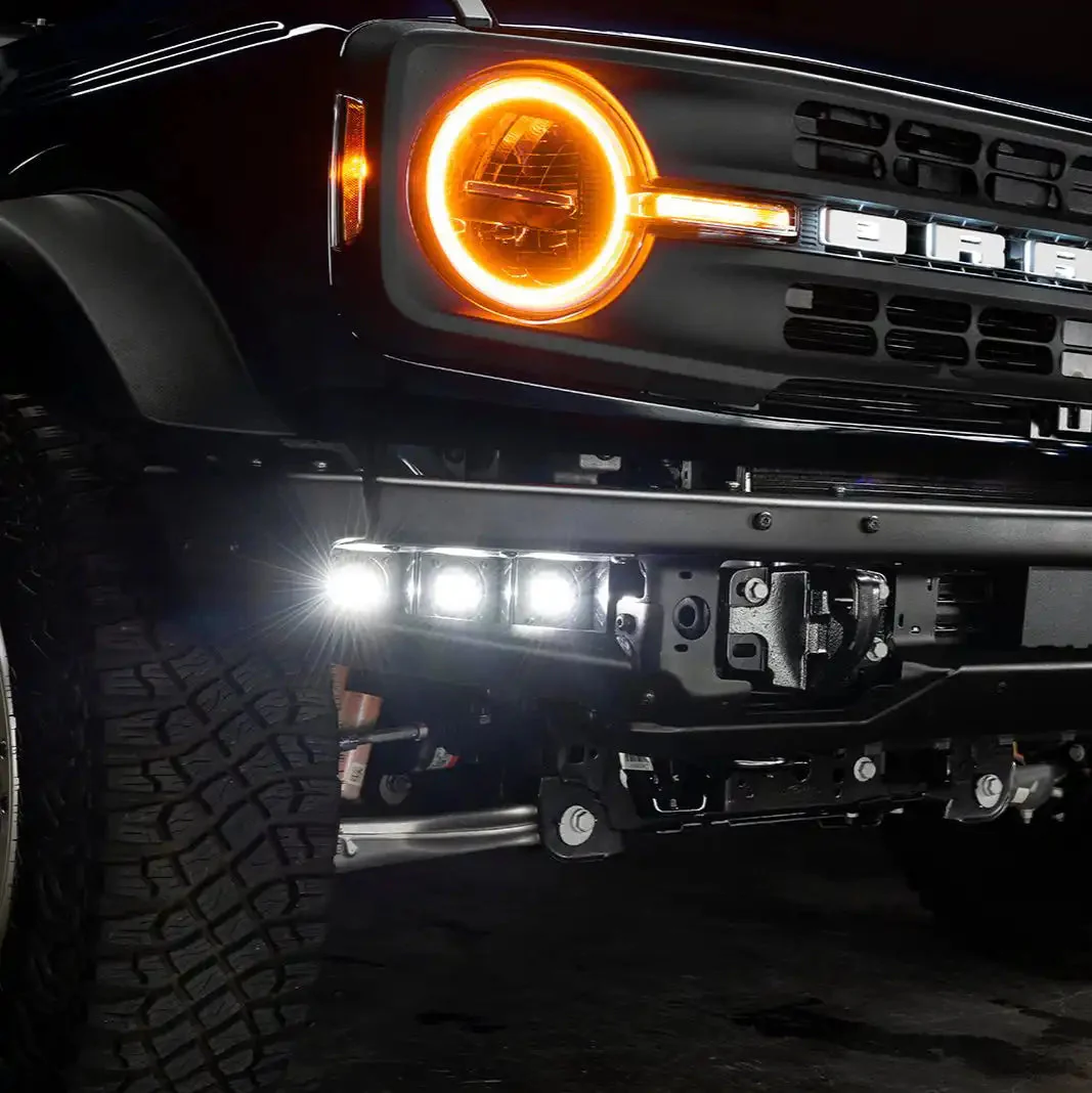2021-2026 Ford Bronco Triple LED Fog Light Kit - Steel Modular Bumper | 90W - Image 14