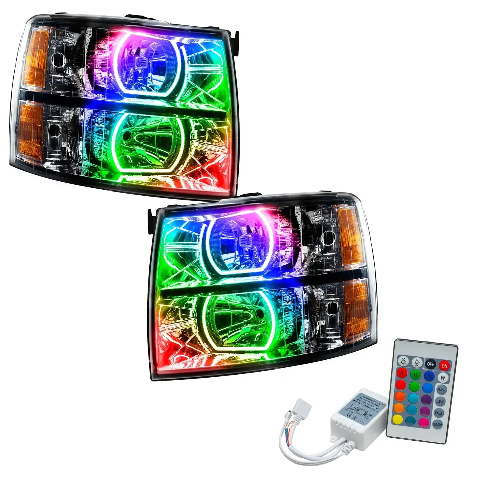 ORACLE Lighting 2007-2013 Chevrolet Silverado Pre-Assembled LED Square Style Halo Headlights - (Black Housing) - Image 3