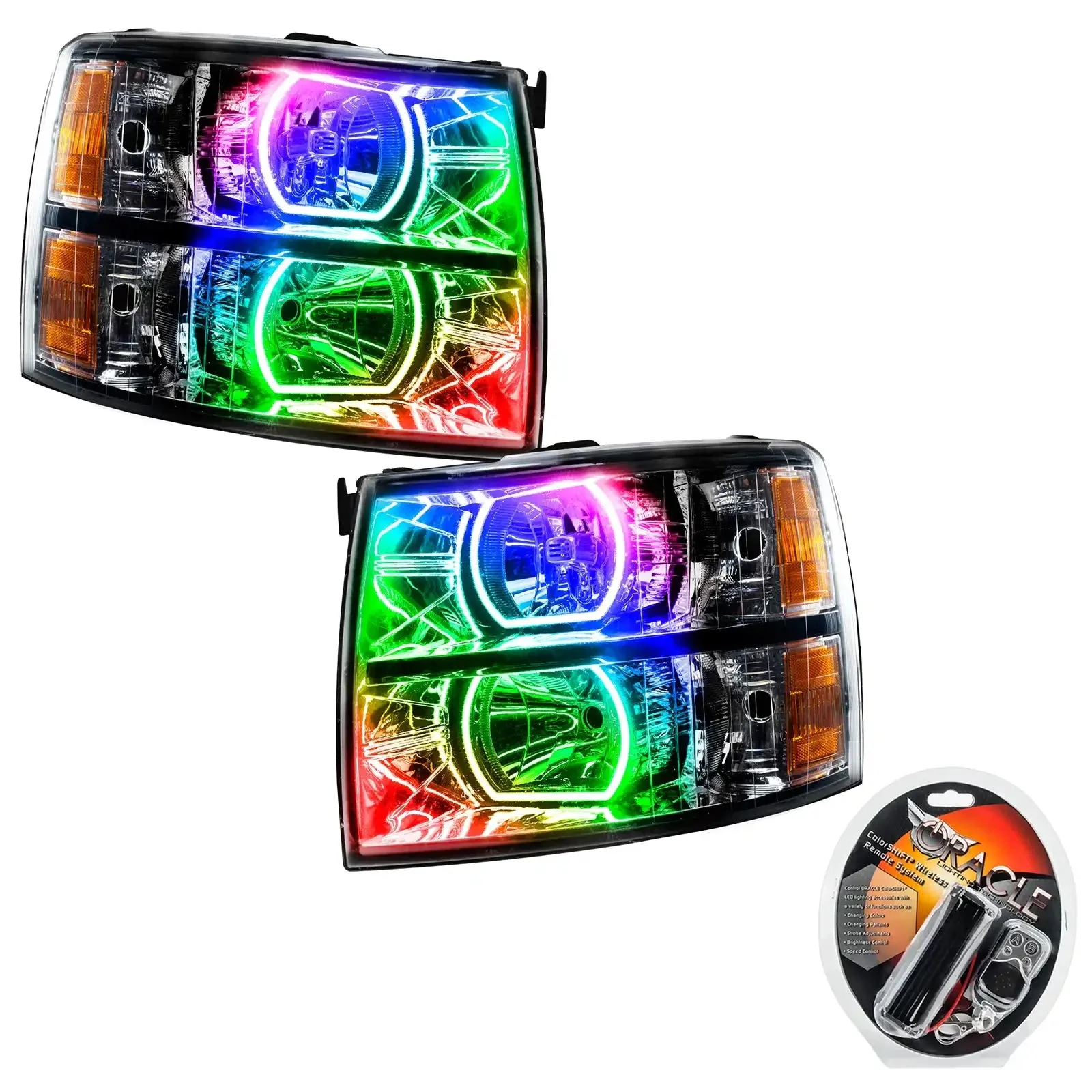 ORACLE Lighting 2007-2013 Chevrolet Silverado Pre-Assembled LED Square Style Halo Headlights - (Black Housing) - Image 4