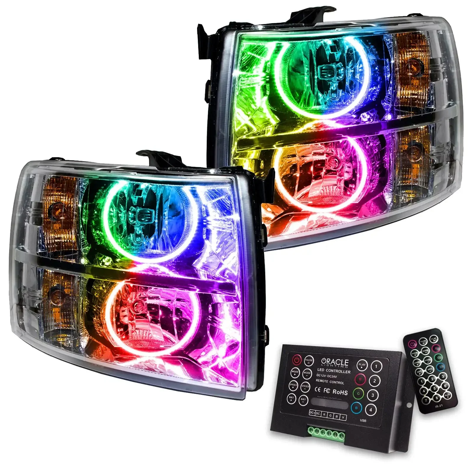 ORACLE Lighting 2007-2013 Chevy Silverado Pre-Assembled Halo Headlights - Chrome Housing - Image 13