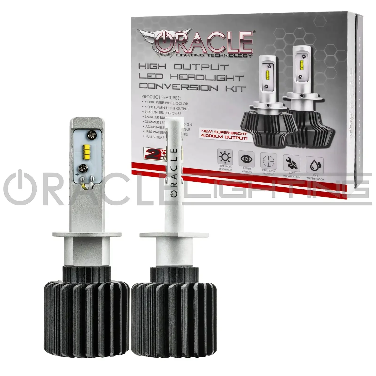 ORACLE Lighting H1 - 4,000+ Lumen LED Light Bulb Conversion Kit High/Low Beam (Non-Projector) - Image 2