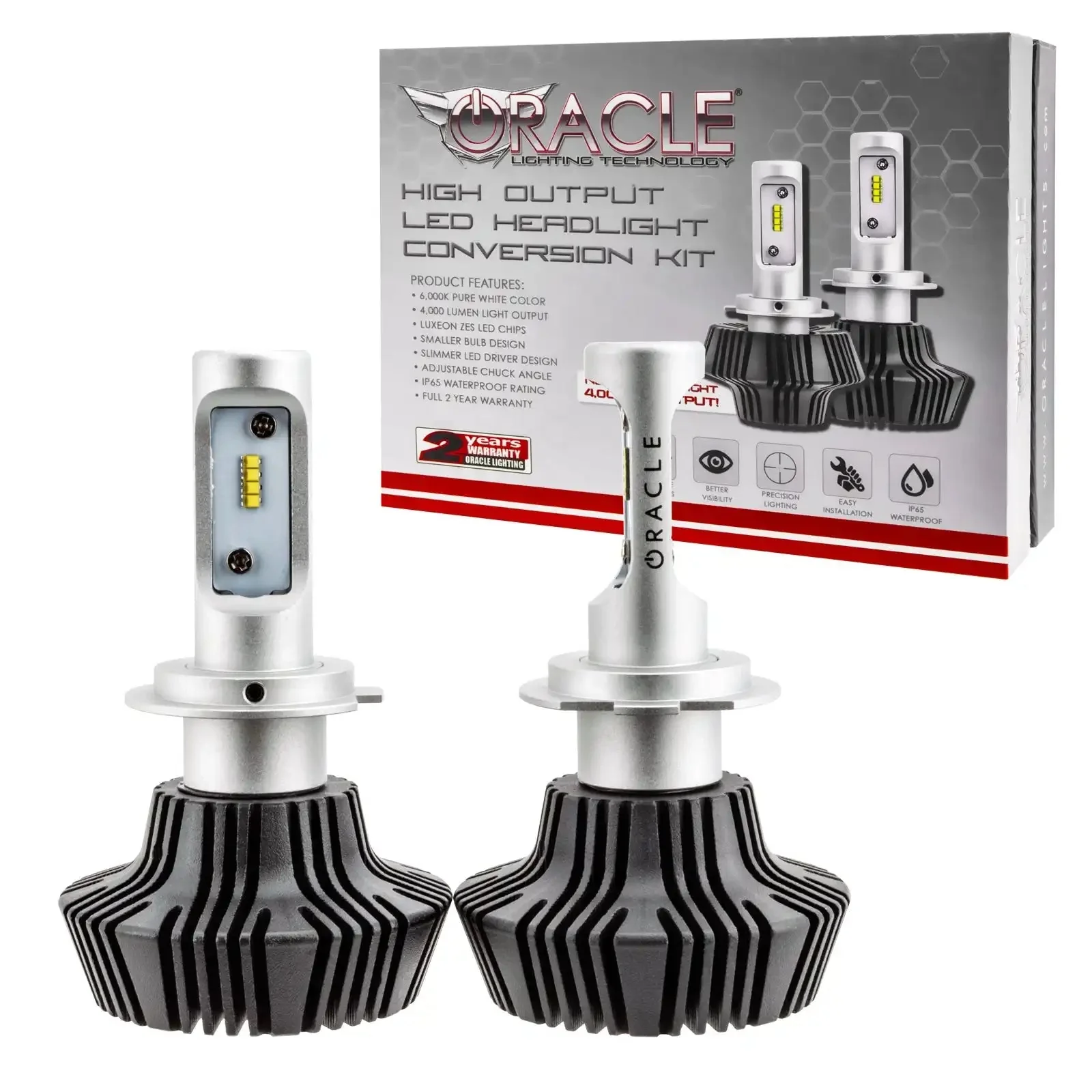 ORACLE Lighting H7 - 4,000+ Lumen LED Light Bulb Conversion Kit High/Low Beam (Non-Projector) - Image 2