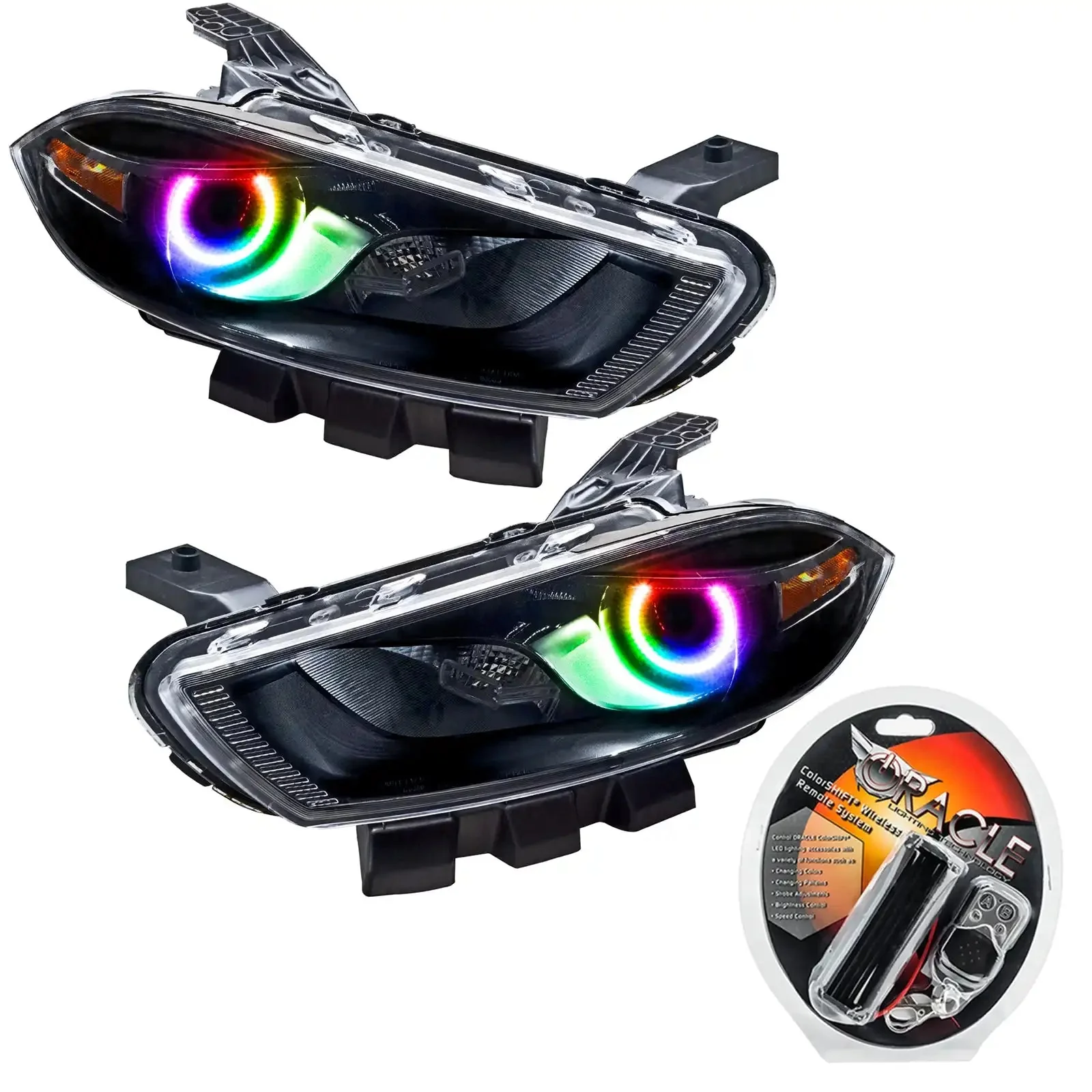 ORACLE Lighting 2013-2016 Dodge Dart Pre-Assembled Halo Headlights - Black Housing (Halogen Style) - Image 10