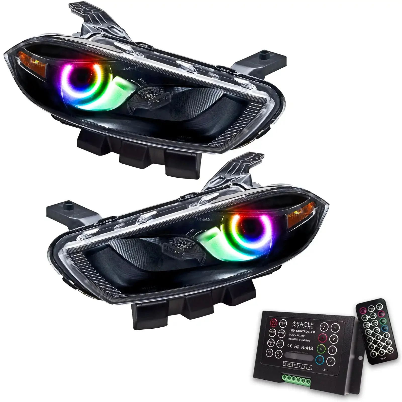 ORACLE Lighting 2013-2016 Dodge Dart Pre-Assembled Halo Headlights - Black Housing (Halogen Style) - Image 11