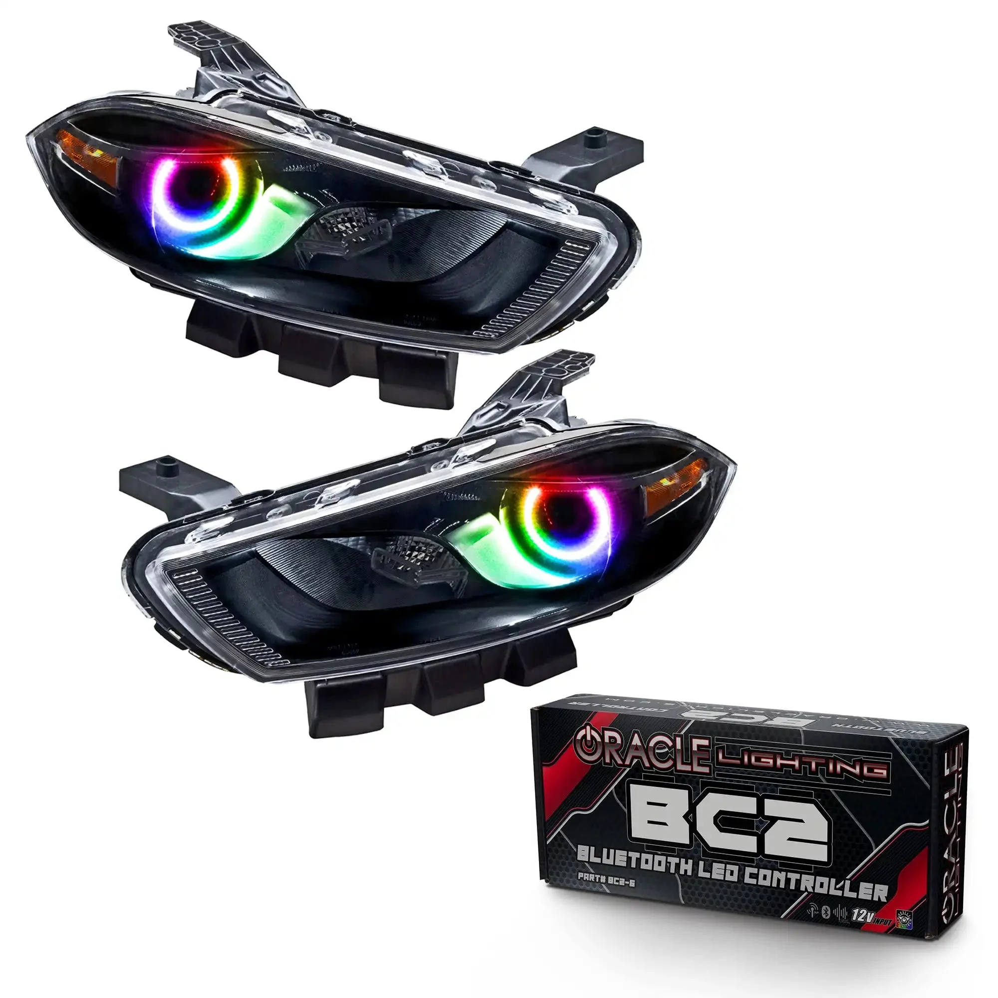 ORACLE Lighting 2013-2016 Dodge Dart Pre-Assembled Halo Headlights - Black Housing (Halogen Style) - Image 12