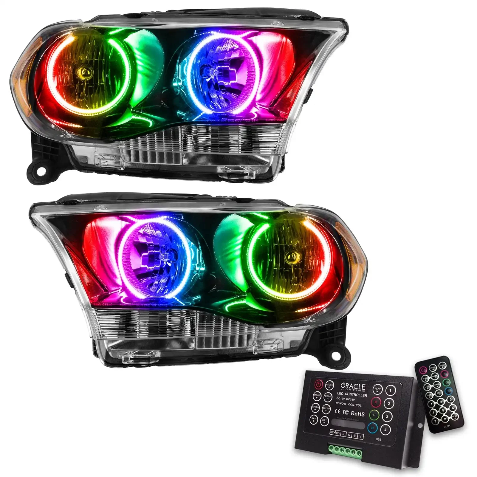 ORACLE Lighting 2011-2013 Dodge Durango Pre-Assembled Halo Headlights Non-HID - Black Housing - Image 11