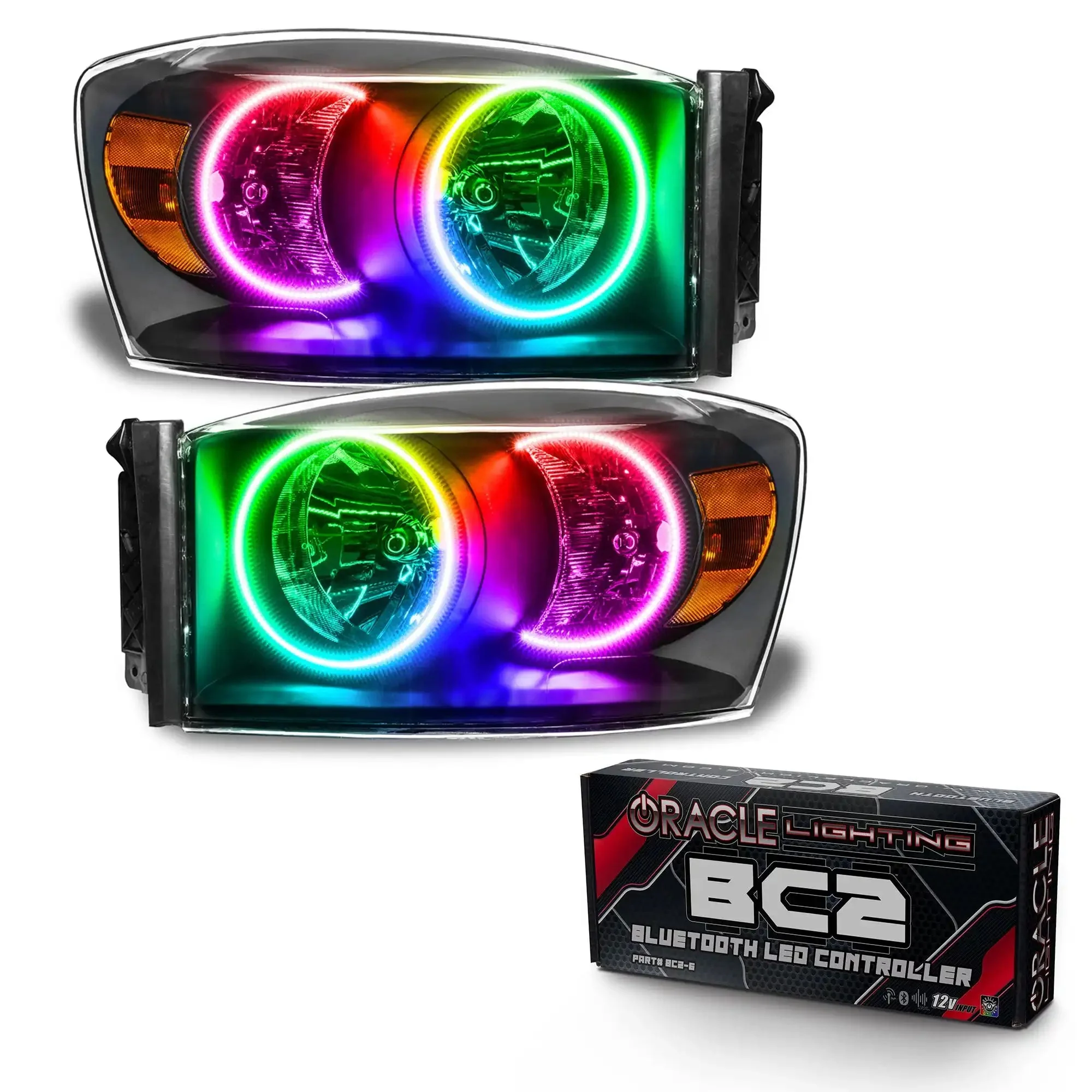 ORACLE Lighting 2007-2008 Dodge Ram Pre-Assembled Halo Headlights - Black - Image 7