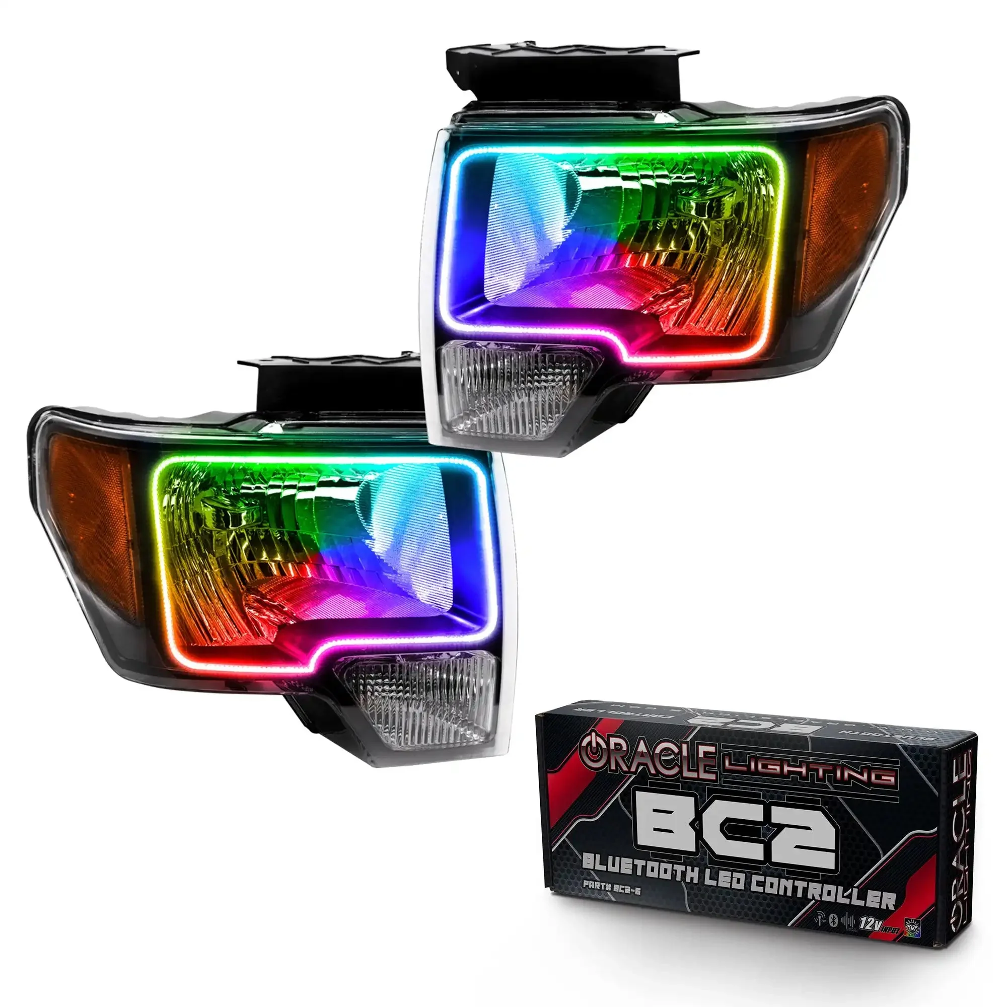 ORACLE Lighting 2009-2014 Ford F-150 Pre-Assembled Halo Headlights - Black Housing - Image 7