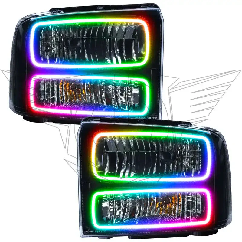 ORACLE Lighting 2005-2007 Ford F-250/F-350 Super Duty Pre-Assembled Halo Headlights - Black Housing - Image 7