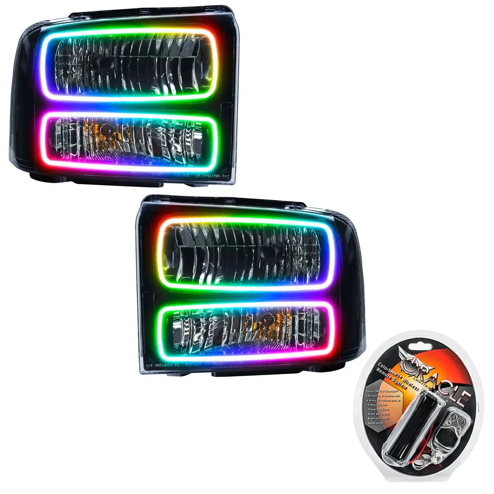 ORACLE Lighting 2005-2007 Ford F-250/F-350 Super Duty Pre-Assembled Halo Headlights - Black Housing - Image 9