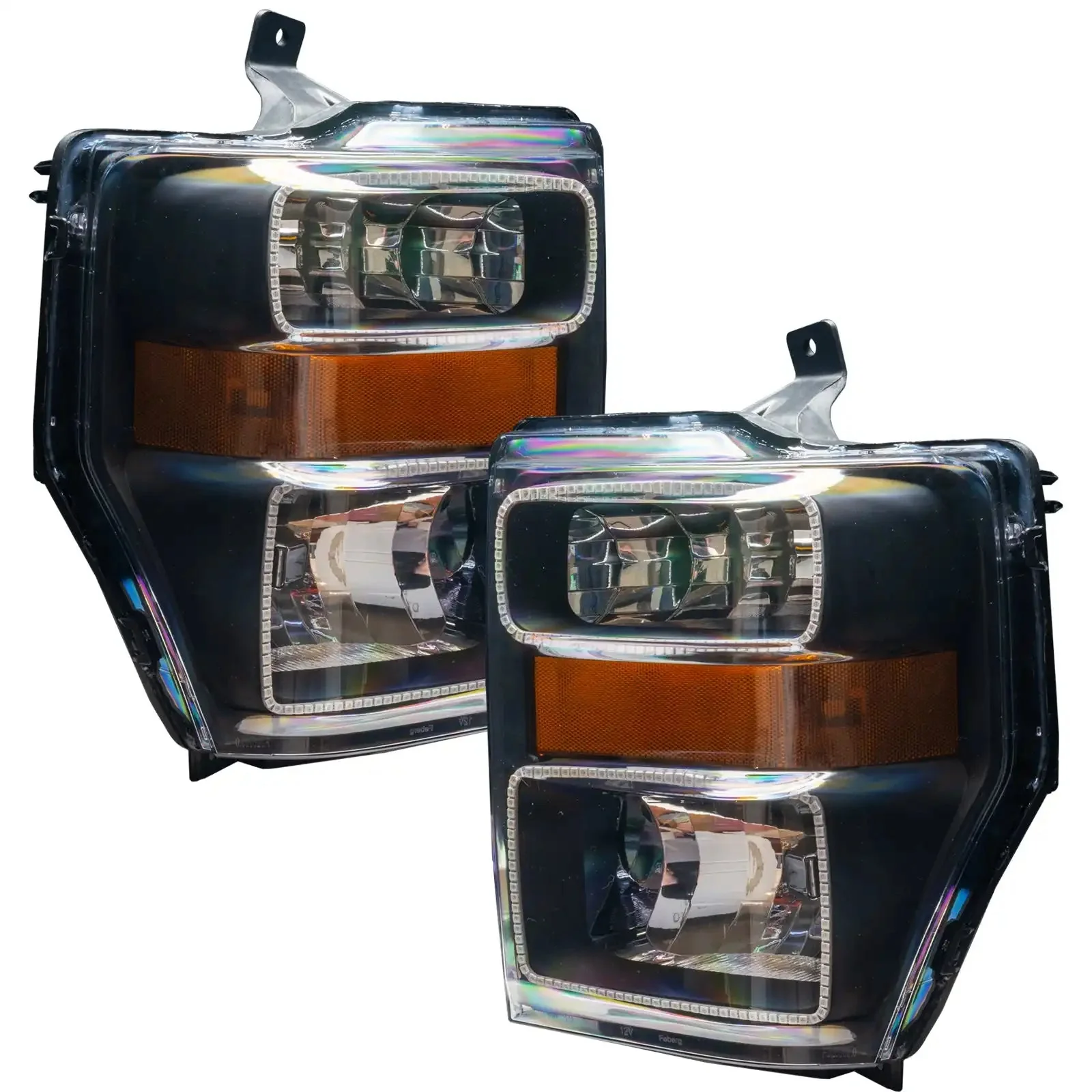 ORACLE Lighting 2008-2010 Ford F-250/F-350 Super Duty Pre-Assembled Halo Headlights - Black - Image 3