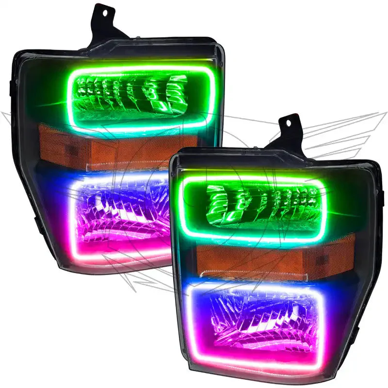 ORACLE Lighting 2008-2010 Ford F-250/F-350 Super Duty Pre-Assembled Halo Headlights - Black - Image 7