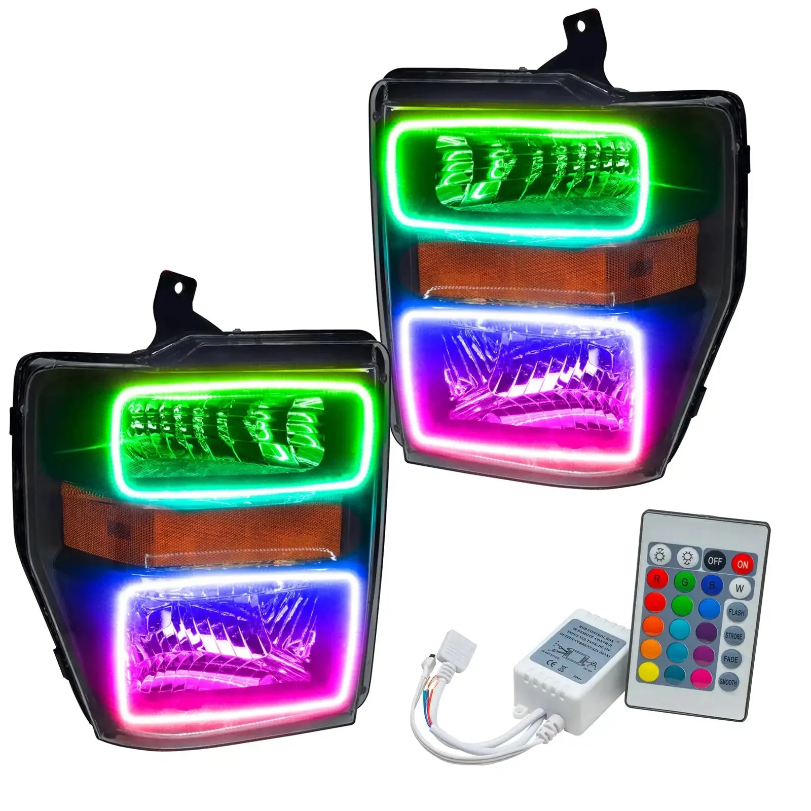 ORACLE Lighting 2008-2010 Ford F-250/F-350 Super Duty Pre-Assembled Halo Headlights - Black - Image 8