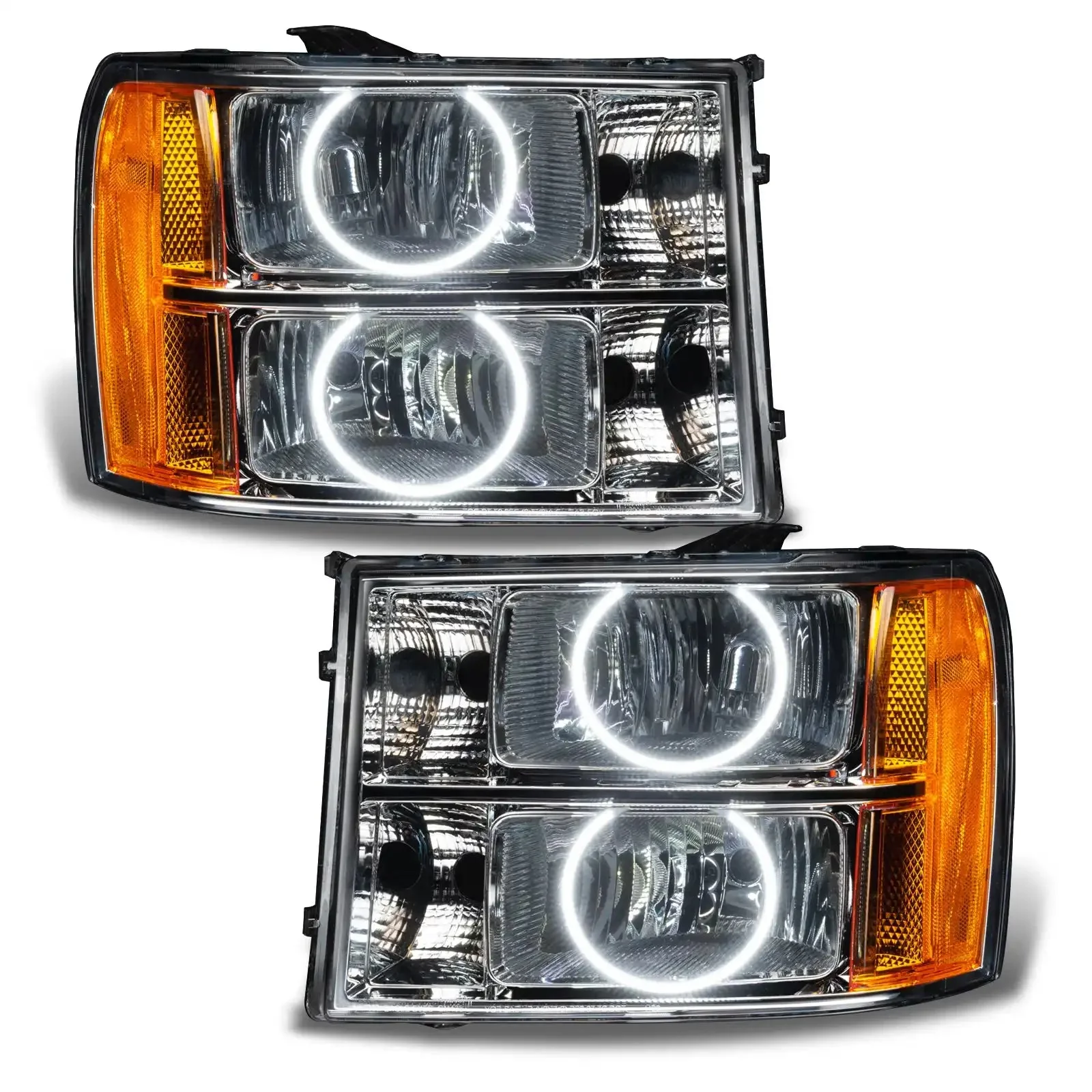 ORACLE Lighting 2007-2013 GMC Sierra Pre-Assembled Halo Headlights - Round Ring Design - Image 6
