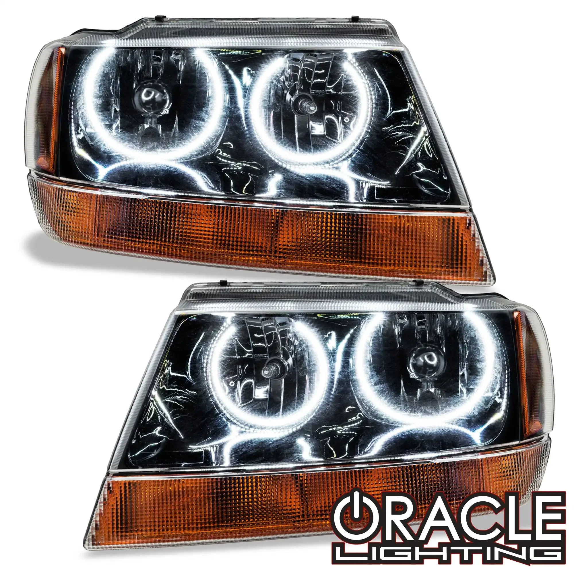 ORACLE Lighting 1999-2004 Jeep Grand Cherokee Pre-Assembled Halo Headlights-Black Housing