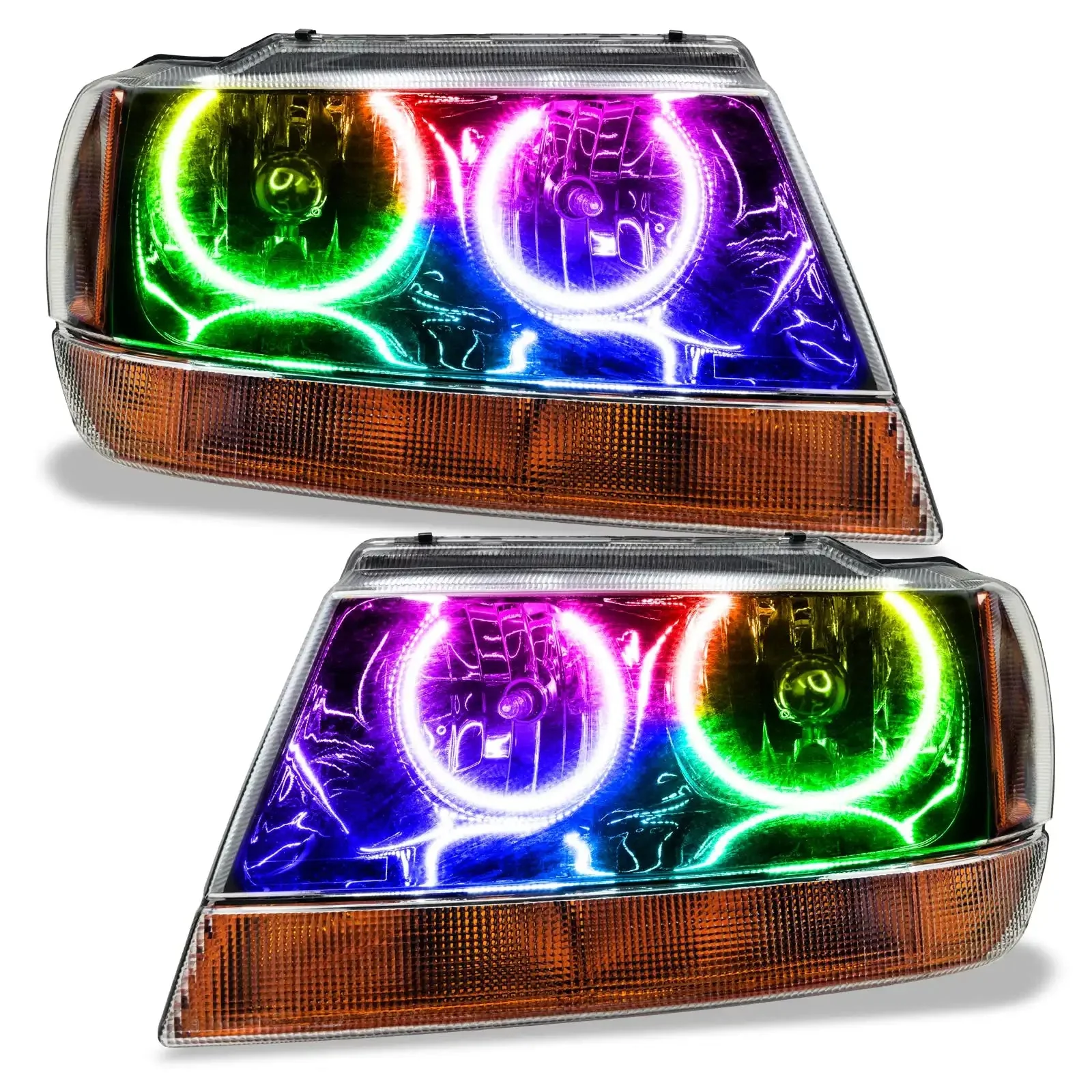 ORACLE Lighting 1999-2004 Jeep Grand Cherokee Pre-Assembled Halo Headlights-Black Housing - Image 3