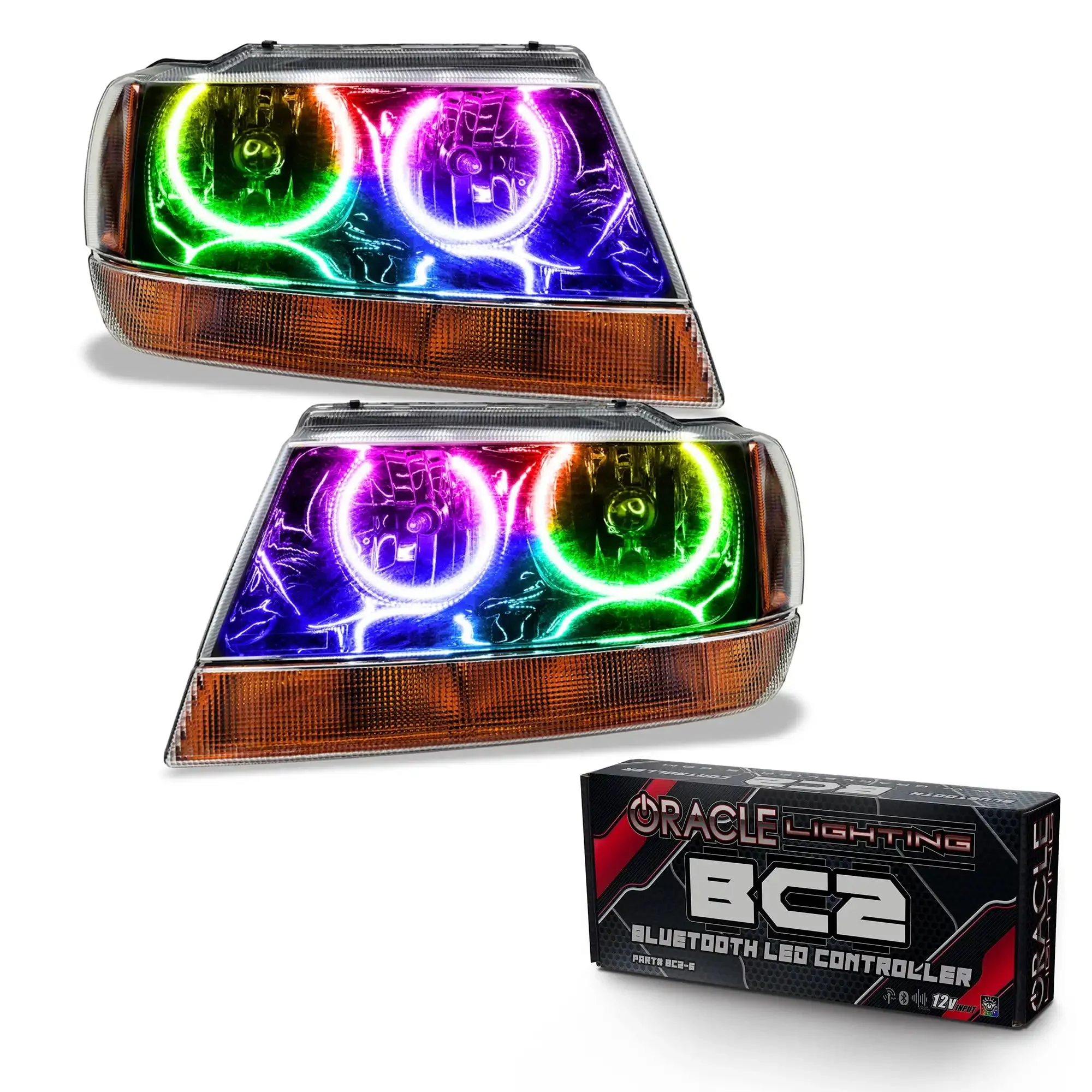 ORACLE Lighting 1999-2004 Jeep Grand Cherokee Pre-Assembled Halo Headlights-Black Housing - Image 7