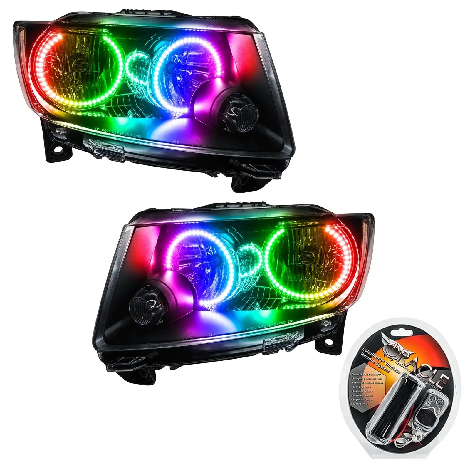 ORACLE Lighting 2011-2013 Jeep Grand Cherokee Pre-Assembled Halo Headlights - Non HID - Chrome - Image 10