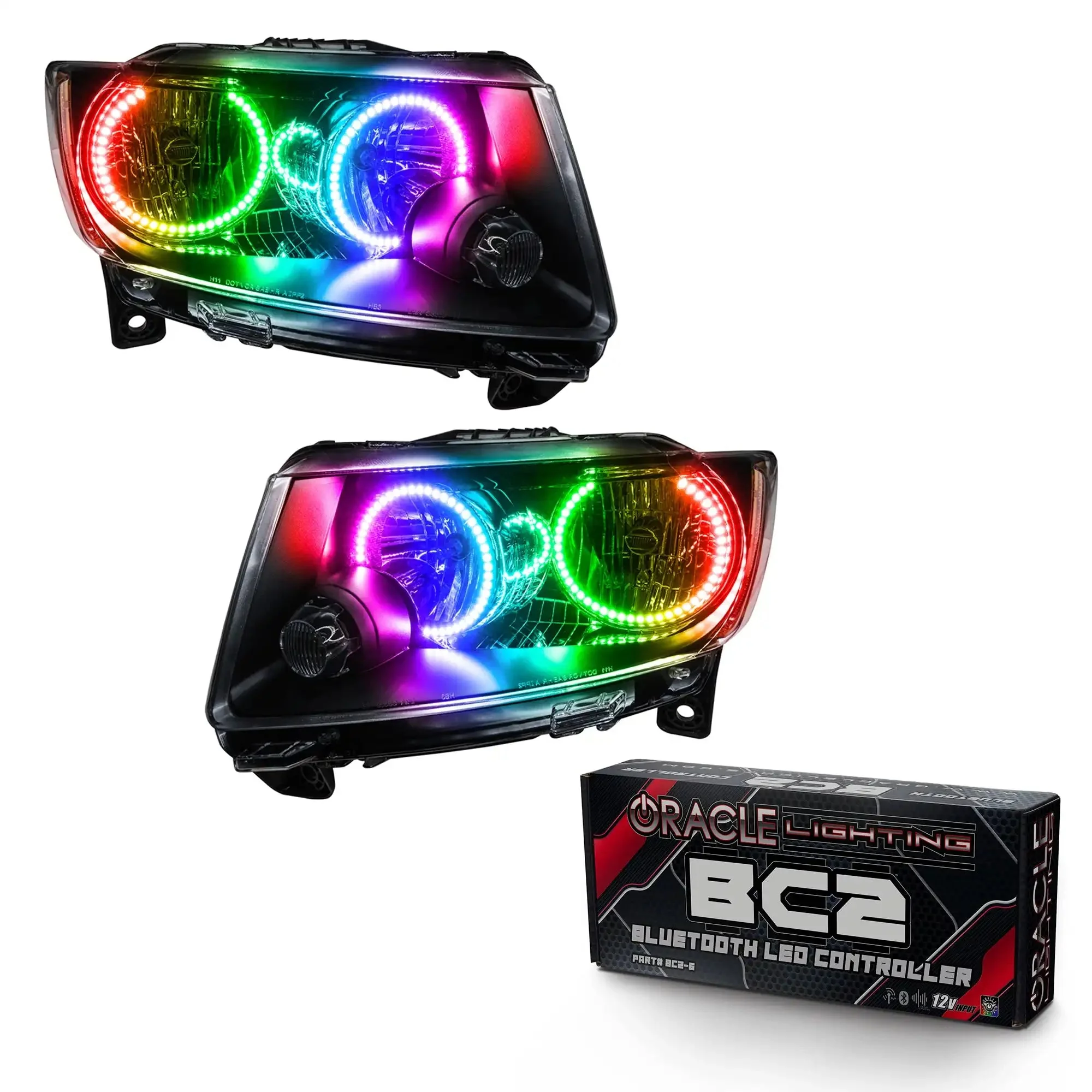 ORACLE Lighting 2011-2013 Jeep Grand Cherokee Pre-Assembled Halo Headlights - Non HID - Chrome - Image 12