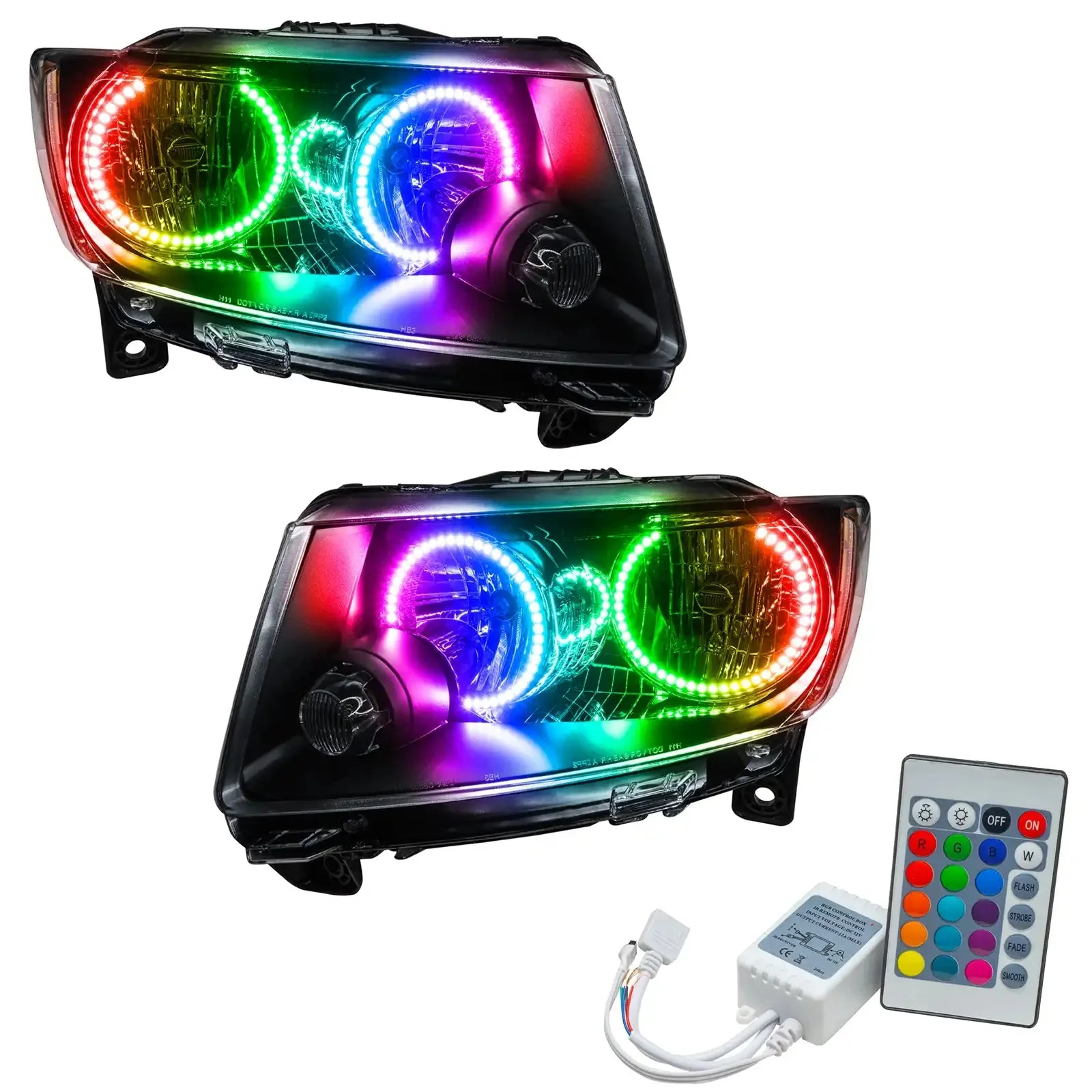 ORACLE Lighting 2011-2013 Jeep Grand Cherokee Pre-Assembled Halo Headlights - Non HID - Chrome - Image 9