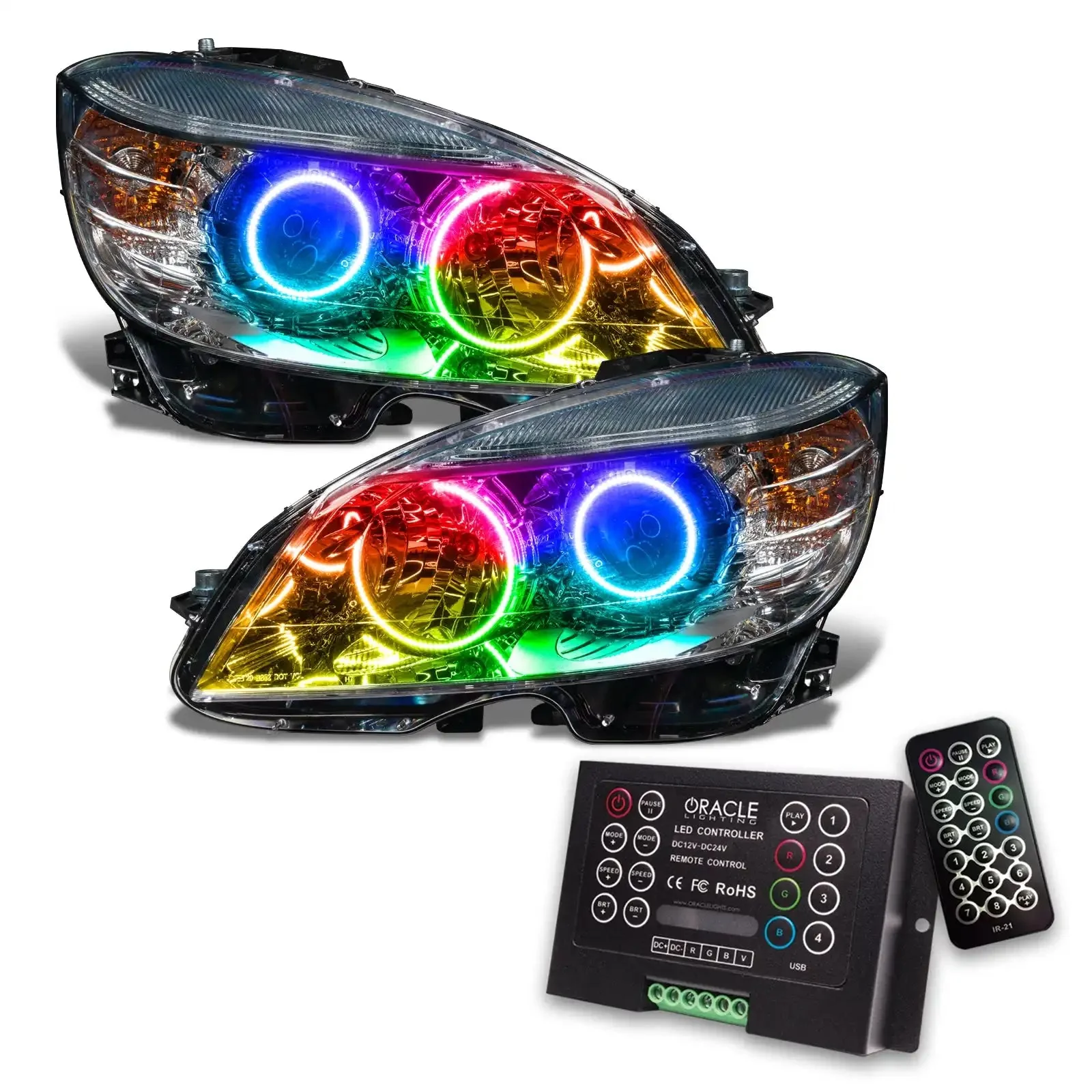 ORACLE Lighting 2008-2011 Mercedes Benz C-Class Pre-Assembled Headlights-Chrome-HALOGEN - Image 6