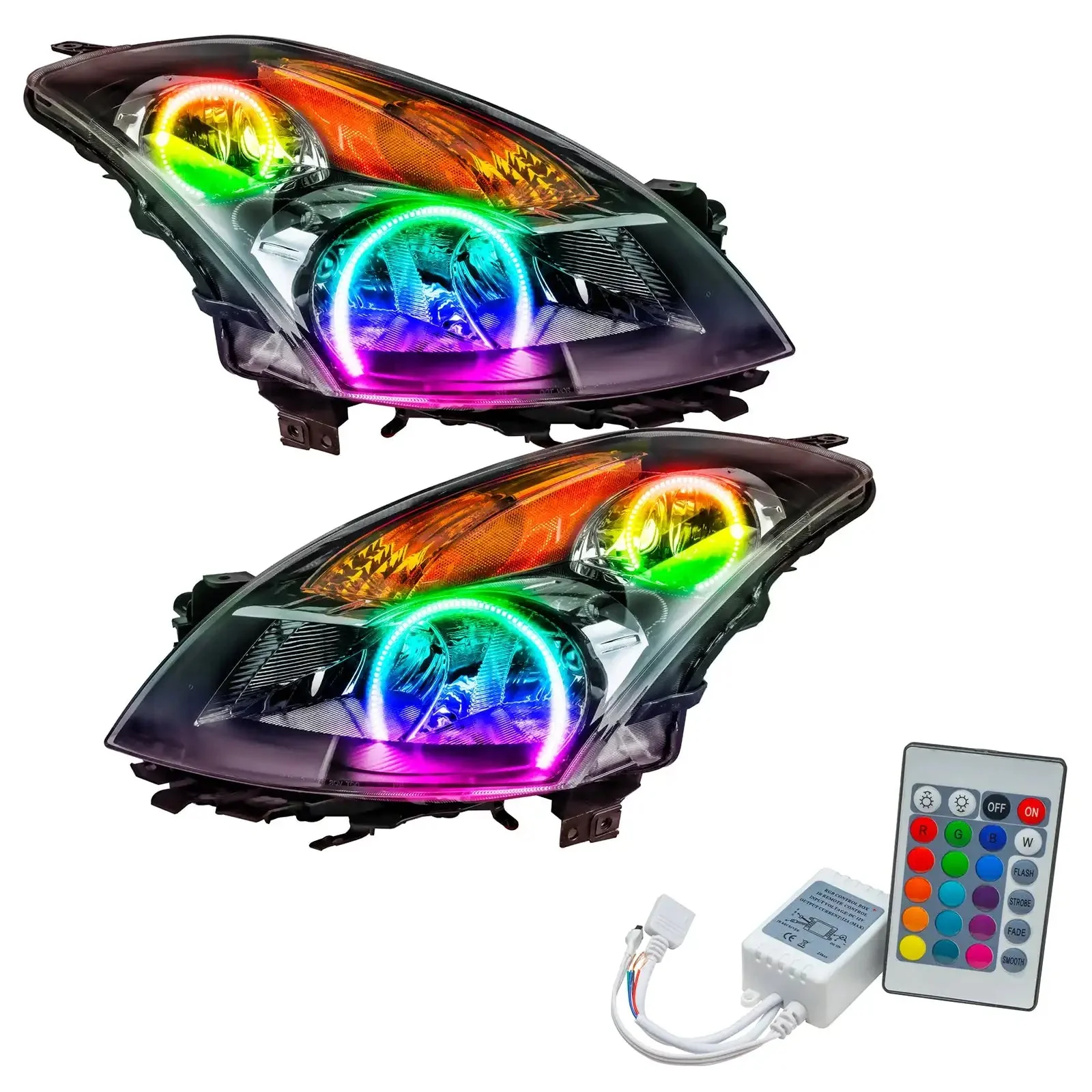 ORACLE Lighting 2007-2009 Nissan Altima Sedan Pre-Assembled Halo Headlights - Black Housing (Halogen) - Image 7