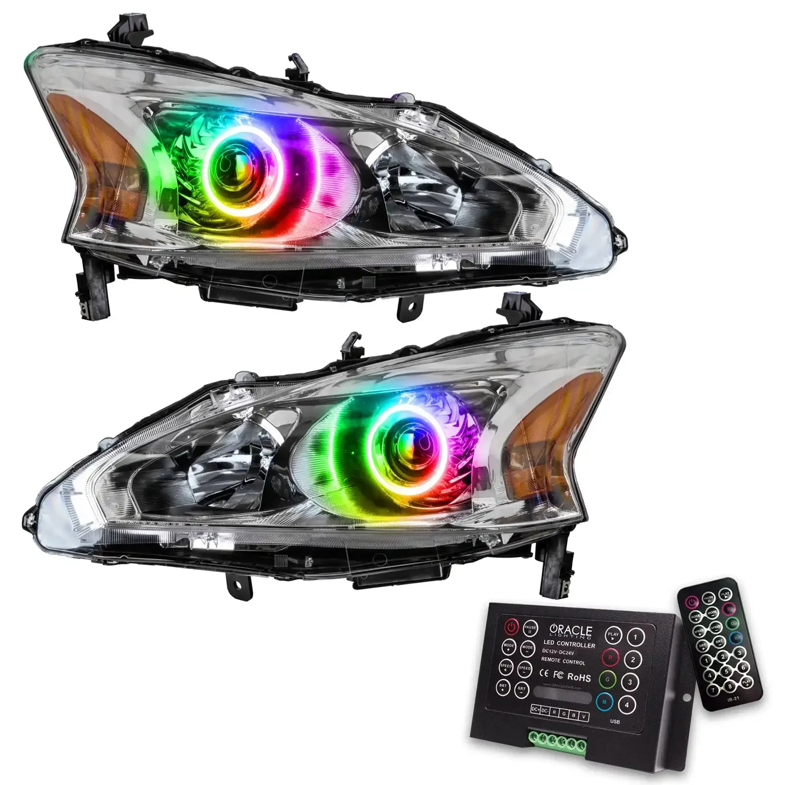 ORACLE Lighting 2013-2015 Nissan Altima Sedan Pre-Assembled Halo Headlights - (Halogen) - Image 14