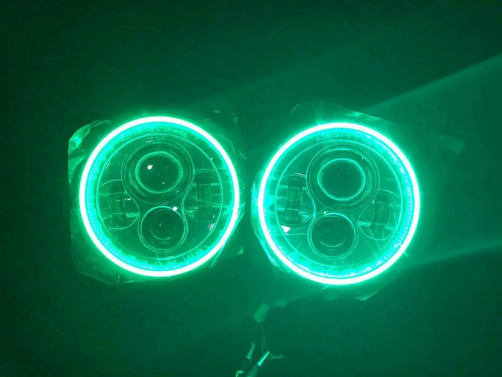 ORACLE 7" High Powered LED Chrome Headlights with Green PLASMA Halos - 5770-054 - CLEARANCE - Image 4