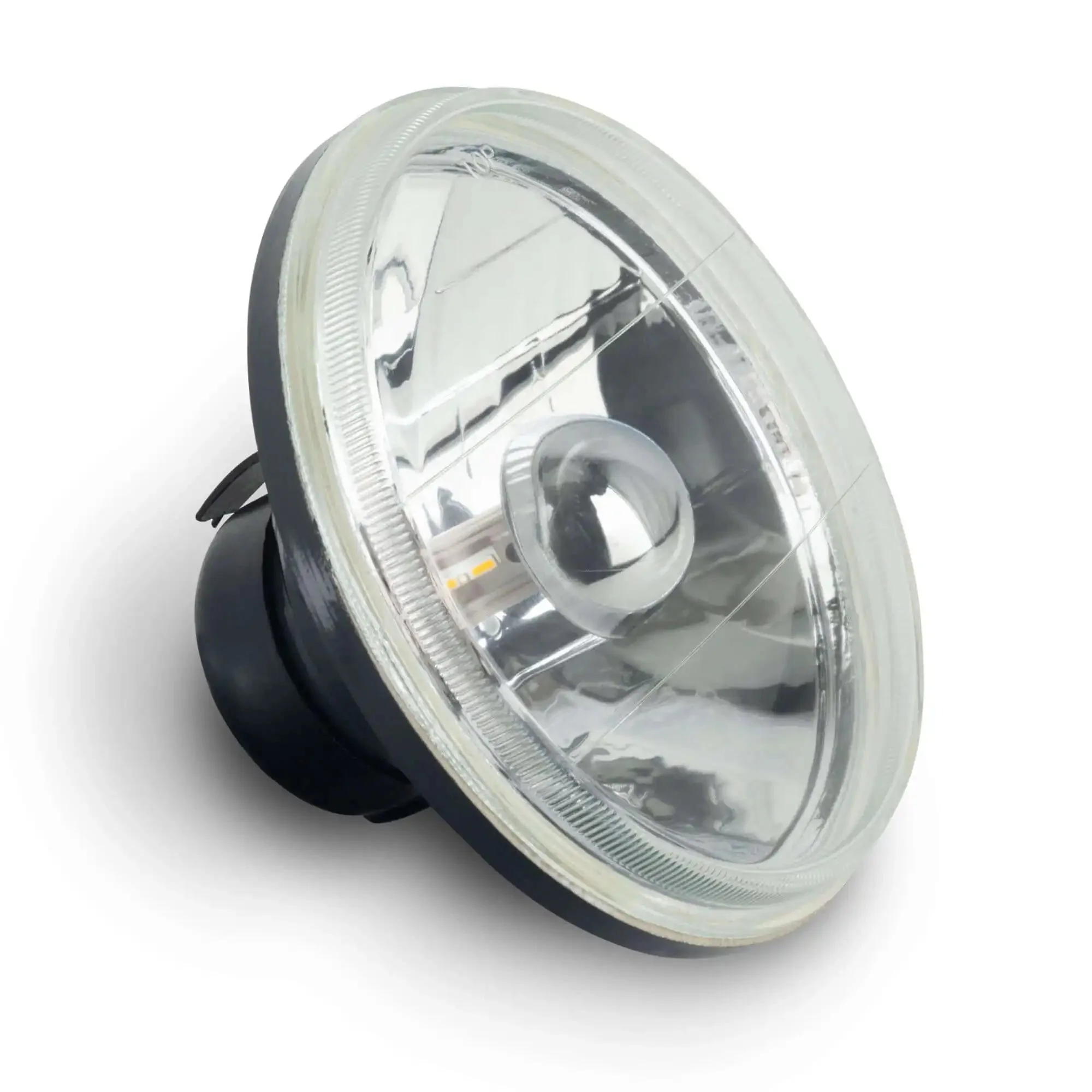 7" Sealed Beam Glass Lens Headlight - Non-Halo (Compatible with H4 LED Bulbs) - Image 2