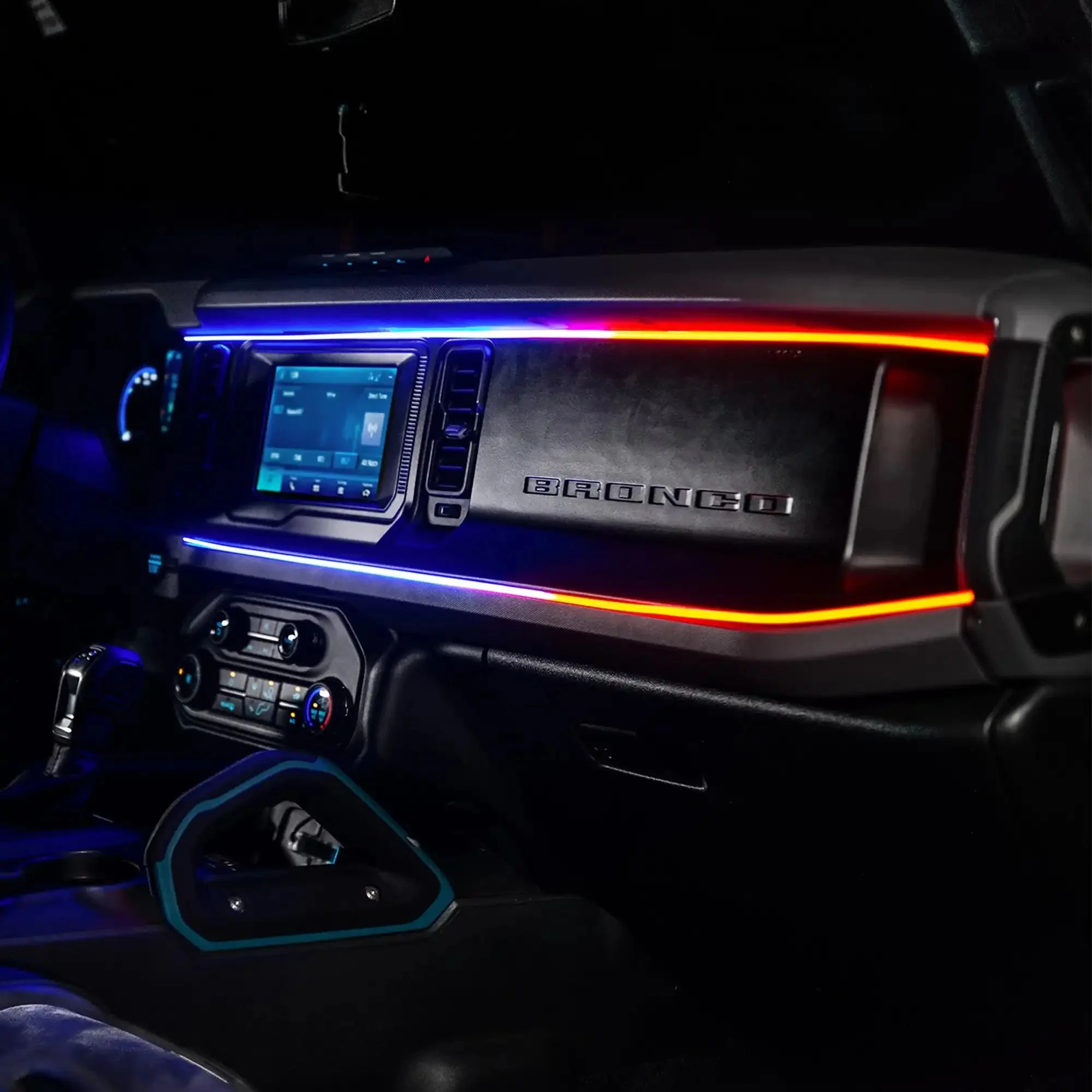 2021-2025 Ford Bronco Dynamic ColorSHIFT LED Dash Kit - USB Plug & Play Interior Lighting - Image 16