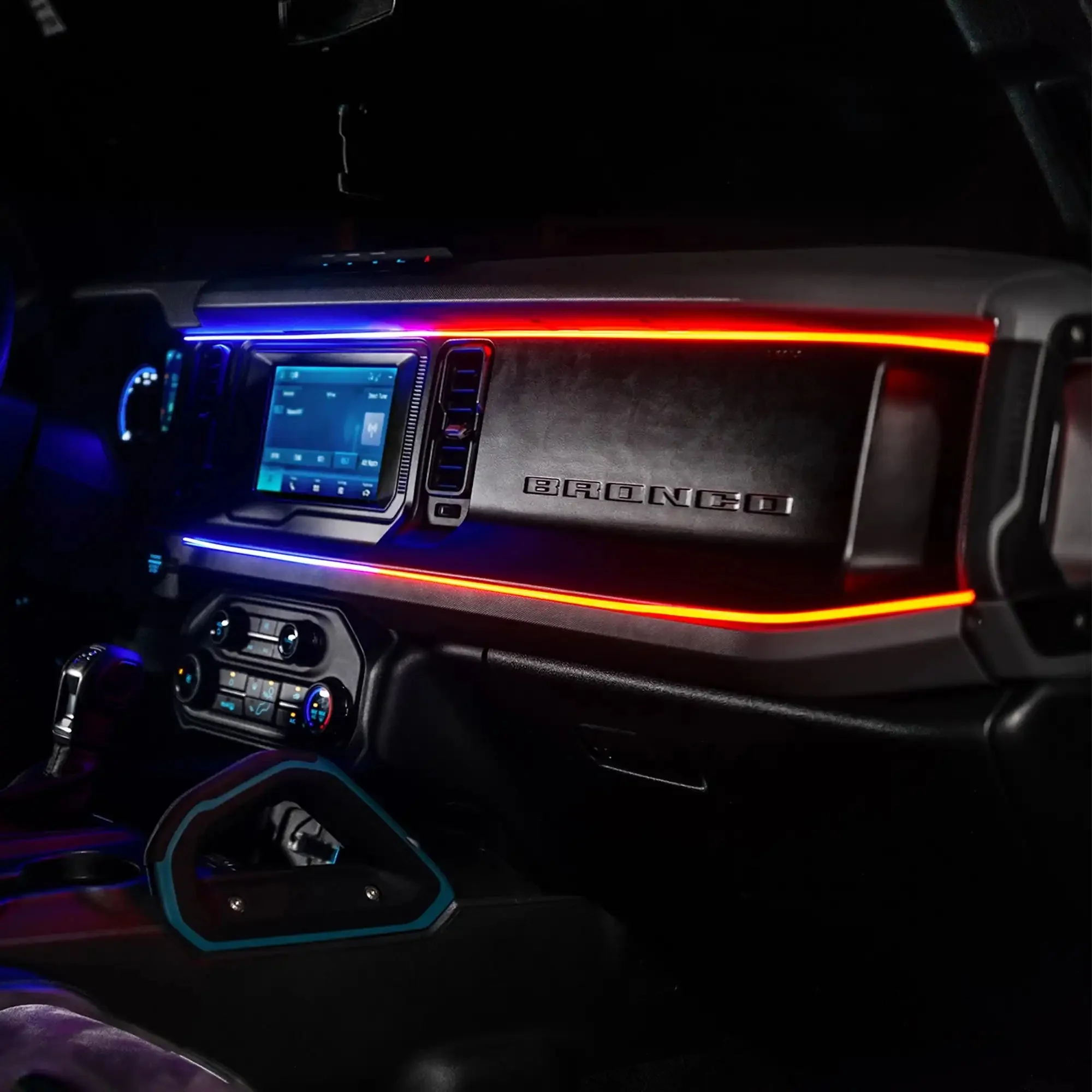 2021-2025 Ford Bronco Dynamic ColorSHIFT LED Dash Kit - USB Plug & Play Interior Lighting - Image 18