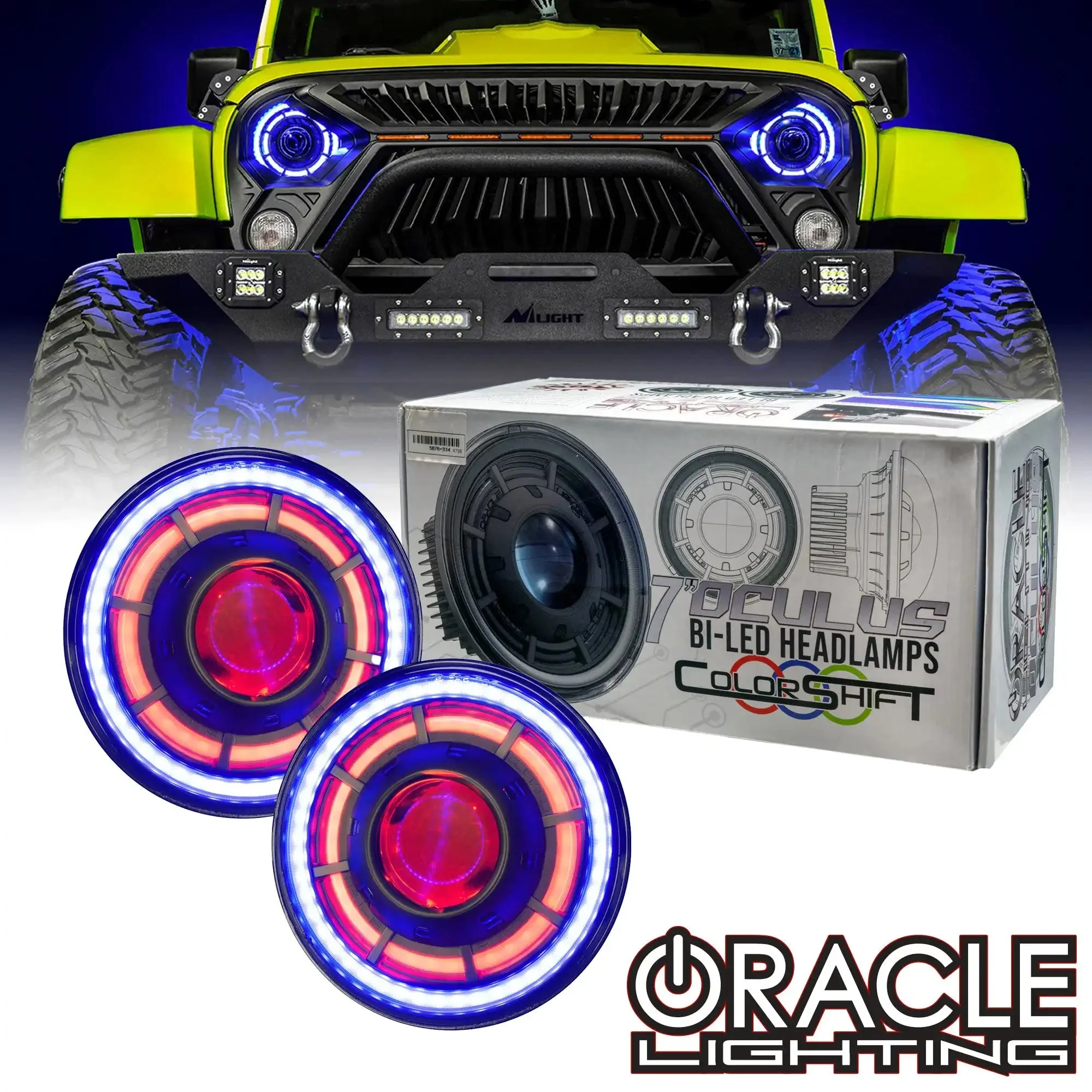 ORACLE Lighting Oculus™ 7" ColorSHIFT Bi-LED Projector Headlights for Jeep Wrangler JK - Image 45