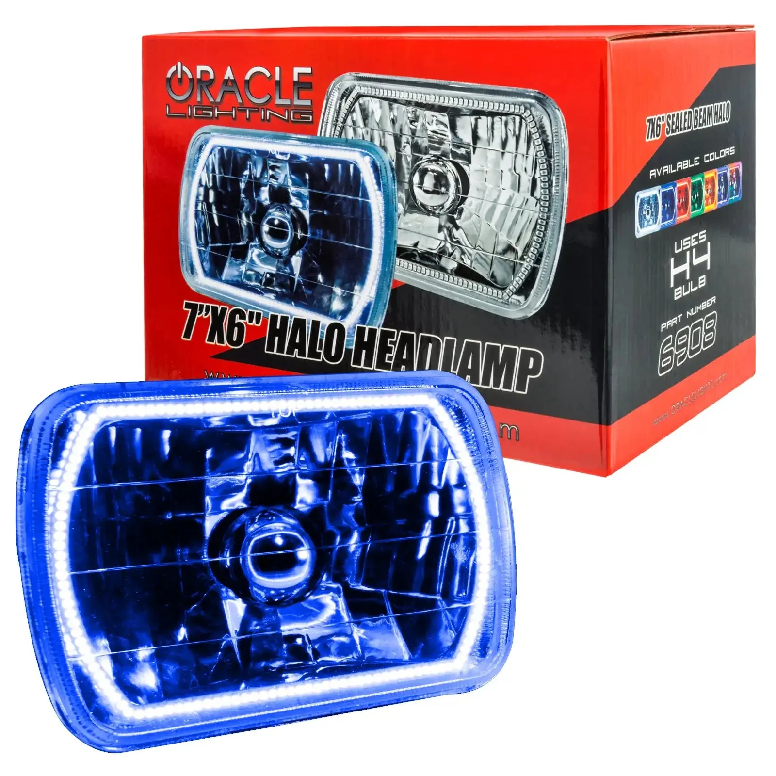 ORACLE Sealed Beam 7x6 H6054 Headlight with Pre-Installed SMD Halo - Image 3